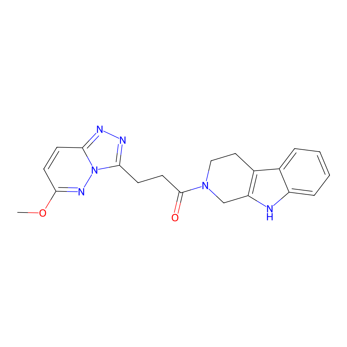 3-(6-methoxy[1,2,4]triazolo[4,3-b]pyridazin-3-yl)-1-(1,3,4,9-tetrahydro-2H-beta-carbolin-2-yl)propan-1-one molecular structure, CAS 1574479-18-7