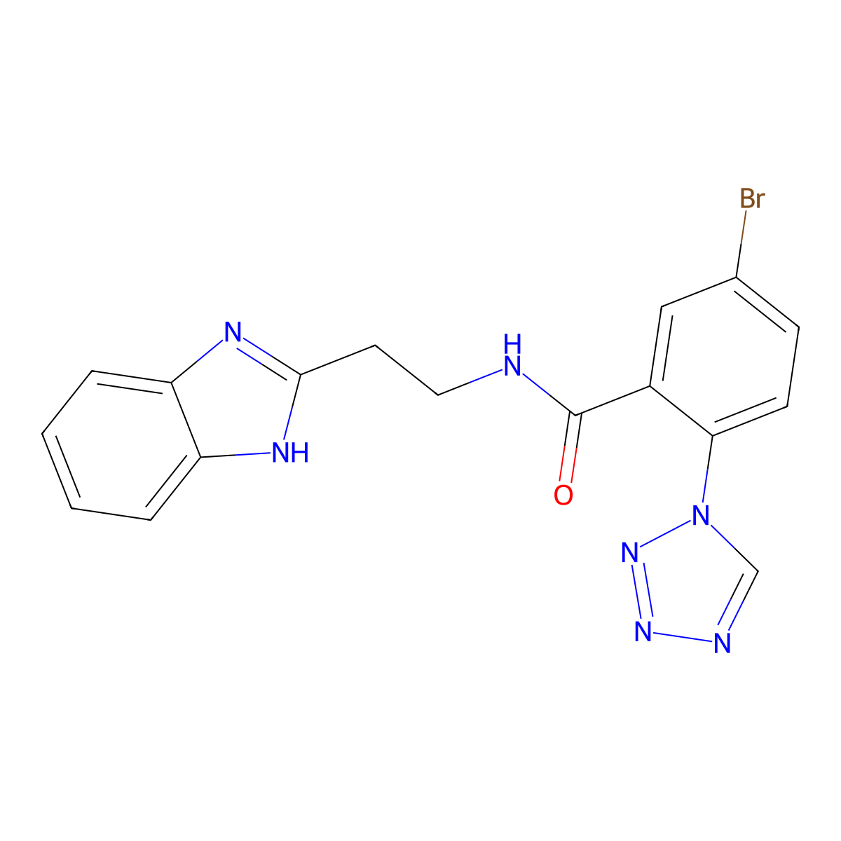N-[2-(1H-1,3-benzimidazol-2-yl)ethyl]-5-bromo-2-(1H-1,2,3,4-tetraazol-1-yl)benzamide molecular structure, CAS 1574479-22-3