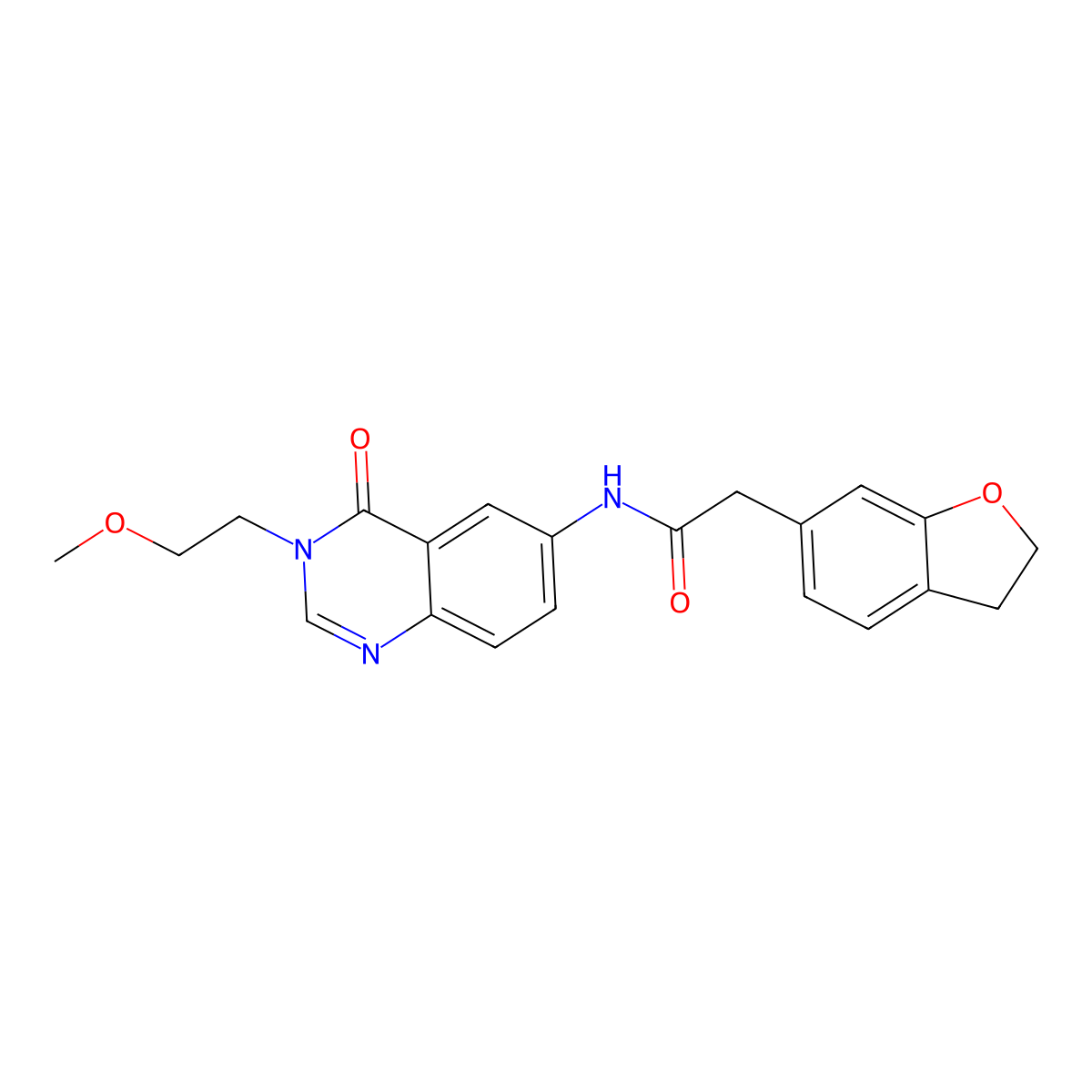 2-(2,3-dihydro-1-benzofuran-6-yl)-N-[3-(2-methoxyethyl)-4-oxo-3,4-dihydroquinazolin-6-yl]acetamide molecular structure, CAS 1574479-60-9