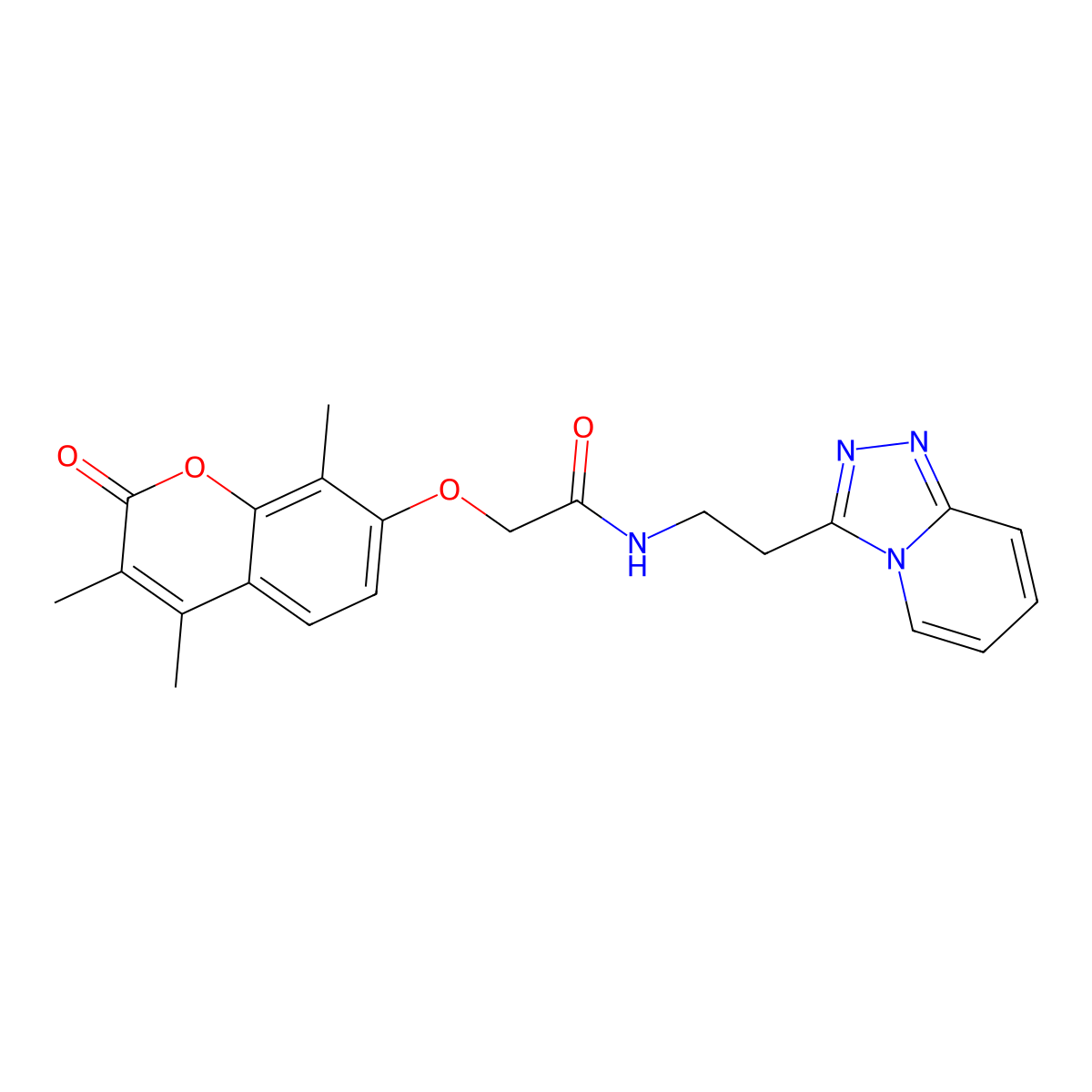 N-[2-([1,2,4]triazolo[4,3-a]pyridin-3-yl)ethyl]-2-[(3,4,8-trimethyl-2-oxo-2H-chromen-7-yl)oxy]acetamide molecular structure, CAS 1574479-75-6