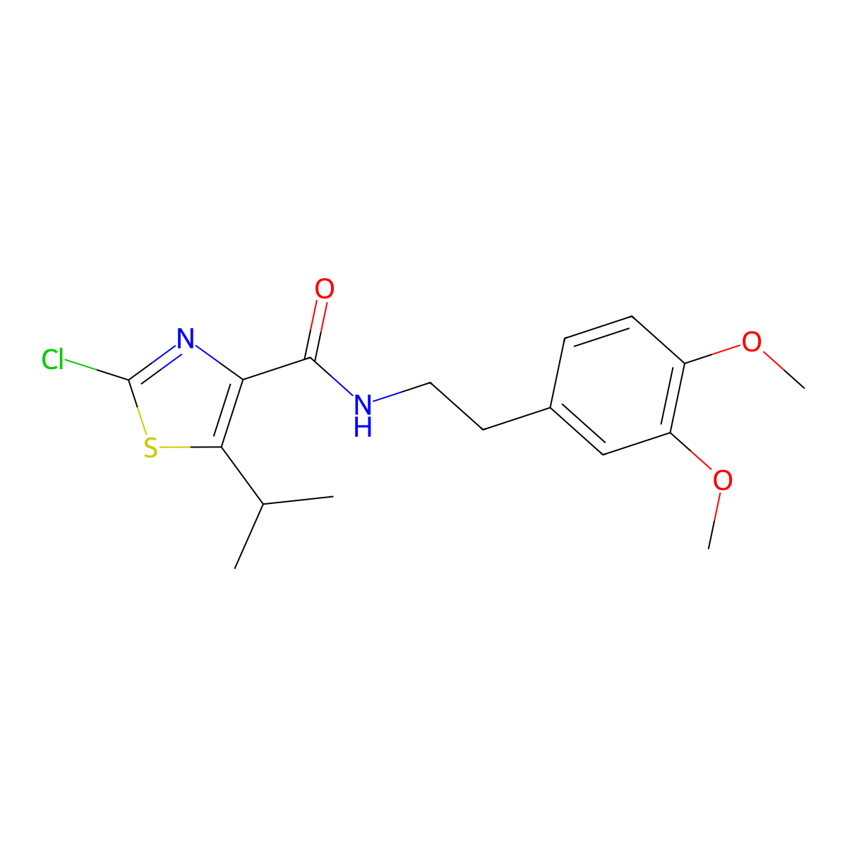 2-chloro-N-[2-(3,4-dimethoxyphenyl)ethyl]-5-(propan-2-yl)-1,3-thiazole-4-carboxamide molecular structure, CAS 1574479-86-9