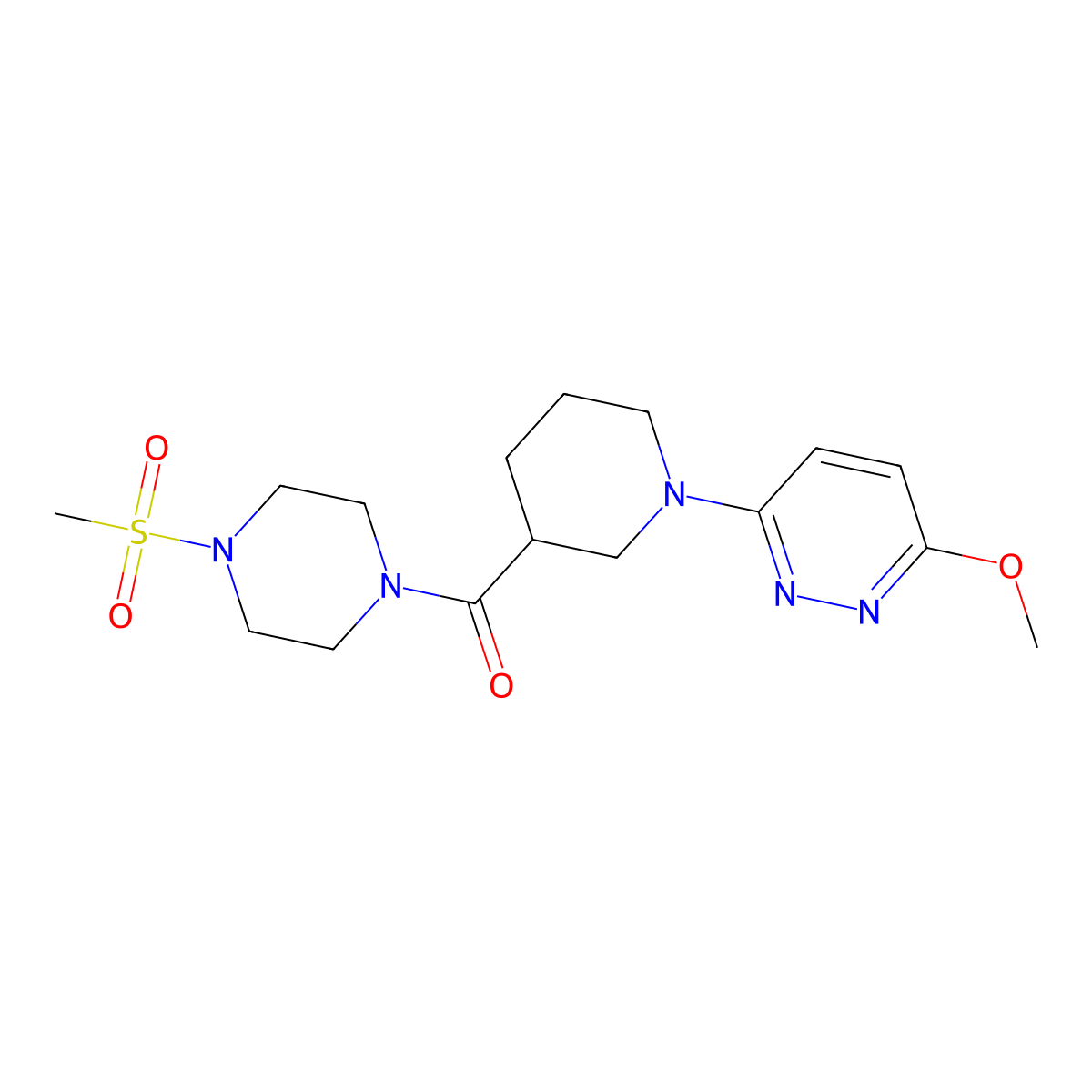 (1-(6-Methoxypyridazin-3-yl)piperidin-3-yl)(4-(methylsulfonyl)piperazin-1-yl)methanone molecular structure, CAS 1574480-18-4