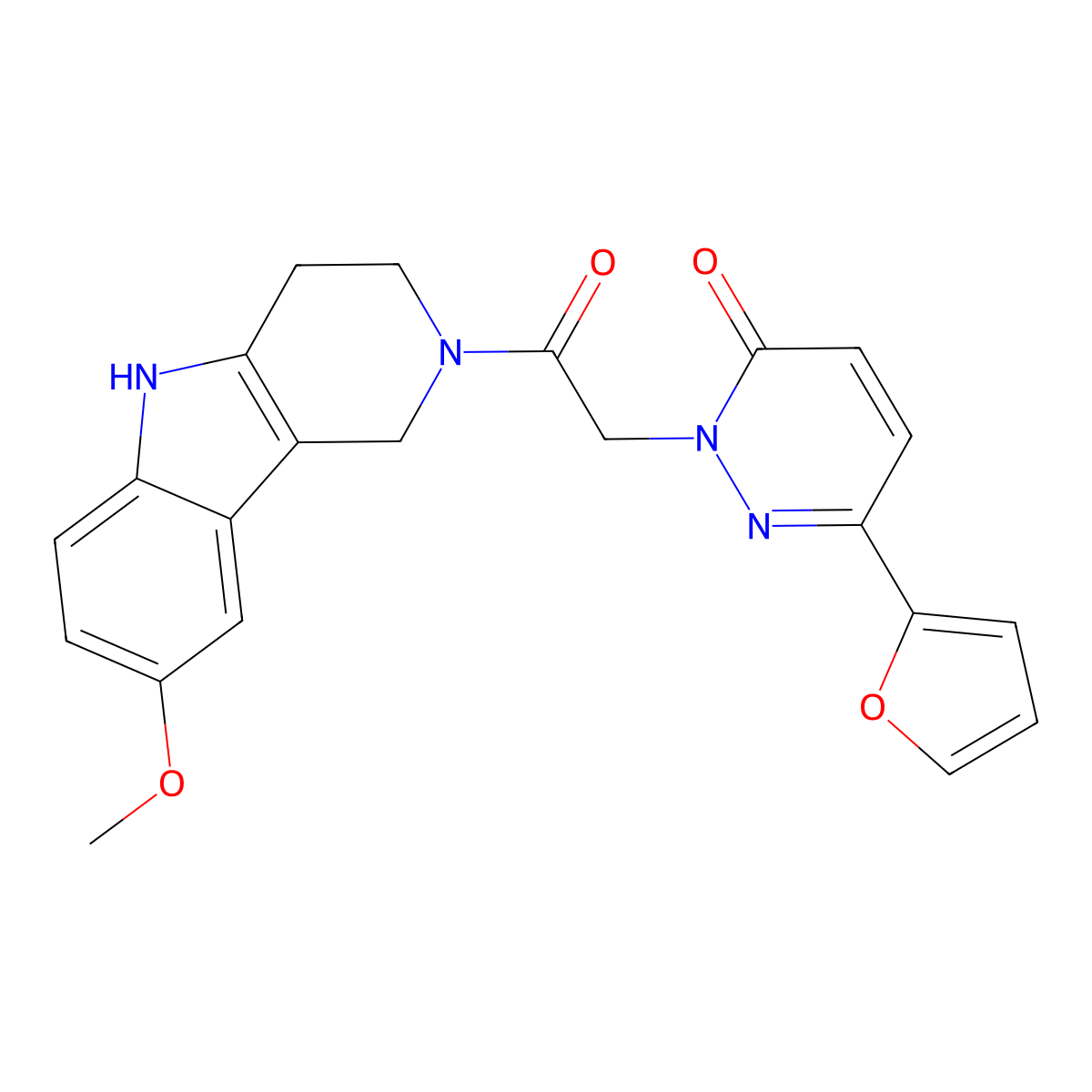 6-(2-furyl)-2-[2-(8-methoxy-1,3,4,5-tetrahydro-2H-pyrido[4,3-b]indol-2-yl)-2-oxoethyl]-3(2H)-pyridazinone molecular structure, CAS 1574480-47-9
