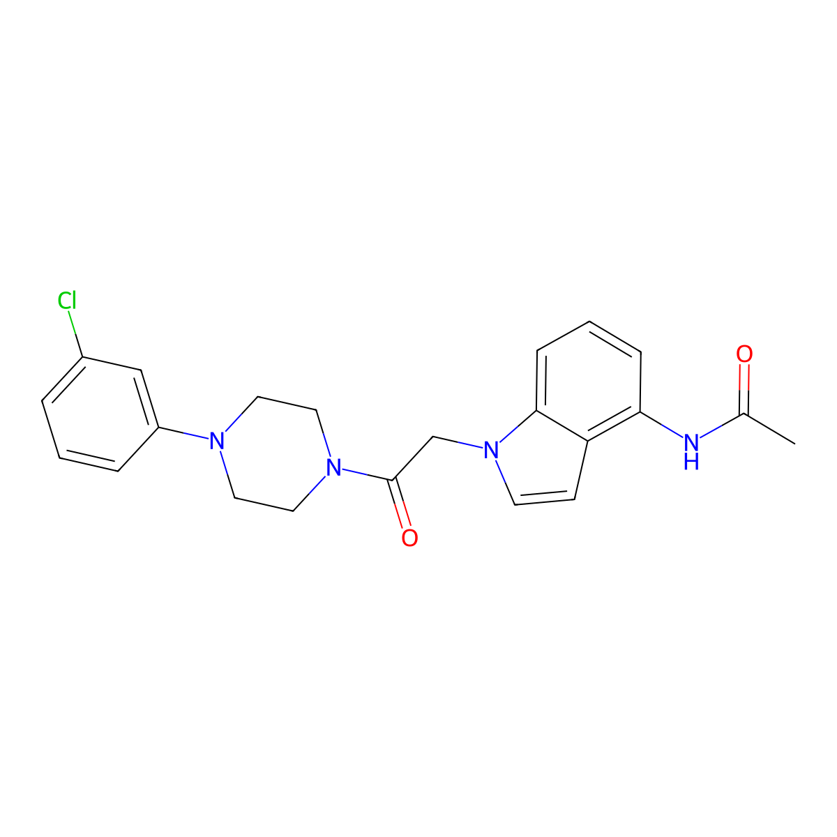 N-(1-{2-[4-(3-chlorophenyl)piperazino]-2-oxoethyl}-1H-indol-4-yl)acetamide molecular structure, CAS 1574480-50-4