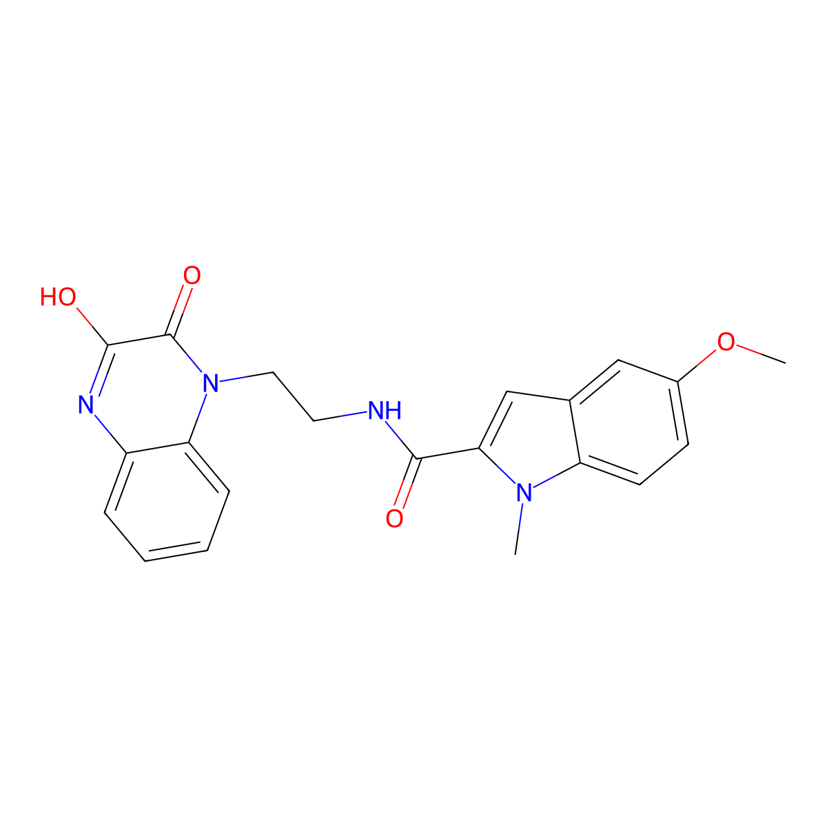 N-(2-(3-hydroxy-2-oxoquinoxalin-1(2H)-yl)ethyl)-5-methoxy-1-methyl-1H-indole-2-carboxamide molecular structure, CAS 1574480-76-4