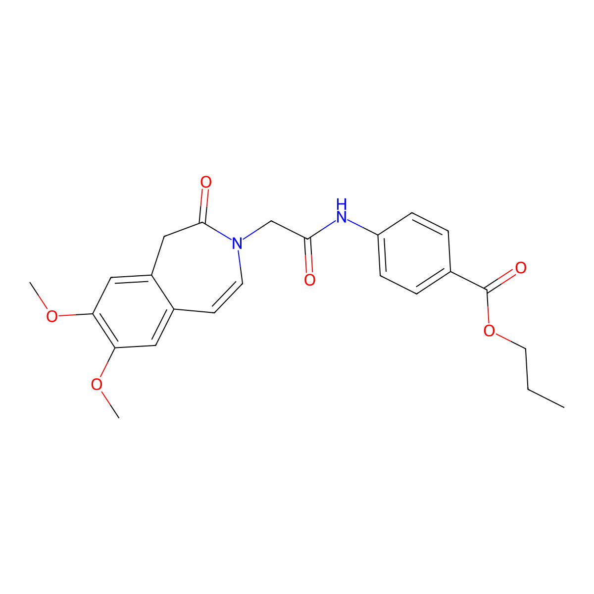 propyl 4-{[(7,8-dimethoxy-2-oxo-1,2-dihydro-3H-3-benzazepin-3-yl)acetyl]amino}benzoate molecular structure, CAS 1574480-77-5