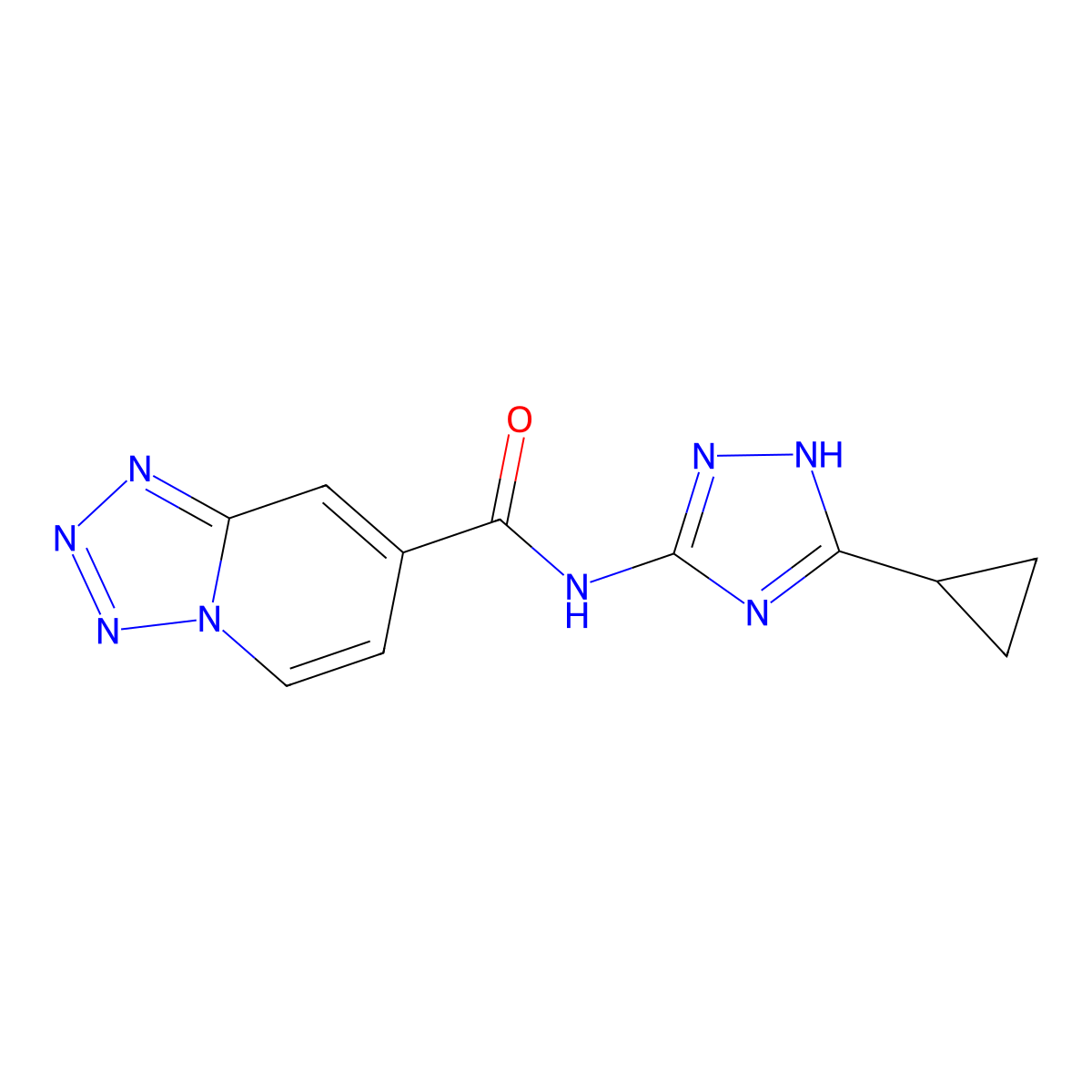N-(3-cyclopropyl-1H-1,2,4-triazol-5-yl)tetrazolo[1,5-a]pyridine-7-carboxamide molecular structure, CAS 1574480-78-6