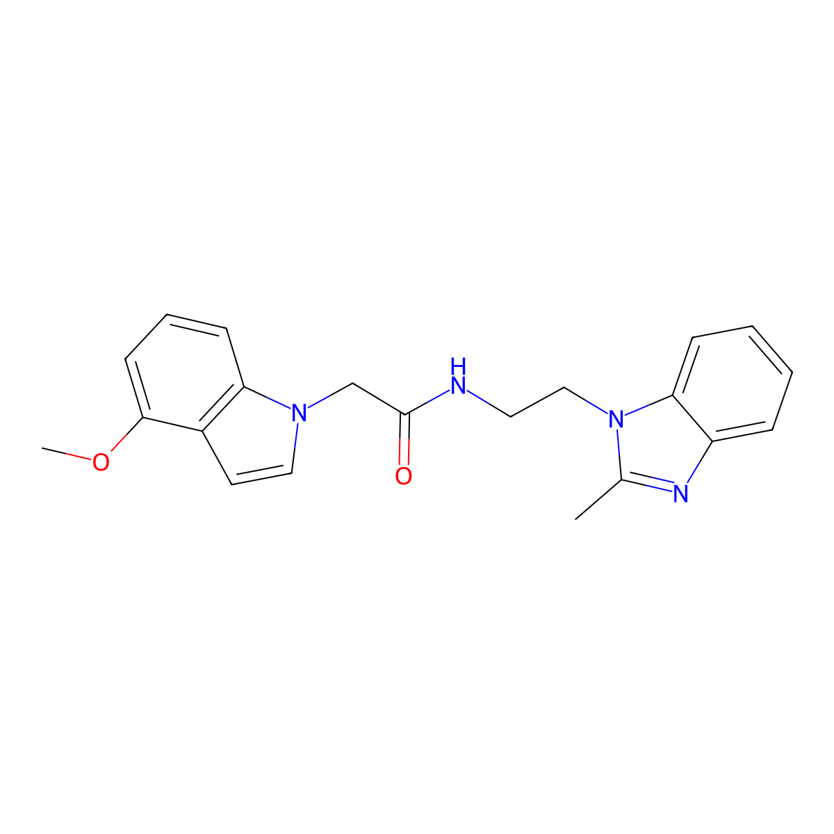 2-(4-methoxy-1H-indol-1-yl)-N-[2-(2-methyl-1H-benzimidazol-1-yl)ethyl]acetamide molecular structure, CAS 1574480-83-3