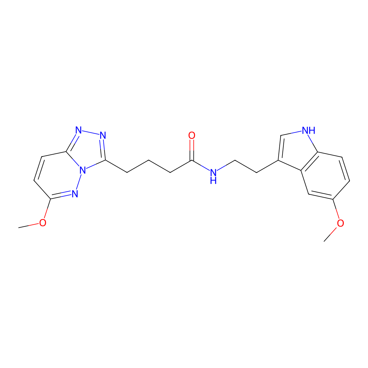 N-[2-(5-methoxy-1H-indol-3-yl)ethyl]-4-(6-methoxy[1,2,4]triazolo[4,3-b]pyridazin-3-yl)butanamide molecular structure, CAS 1574480-98-0