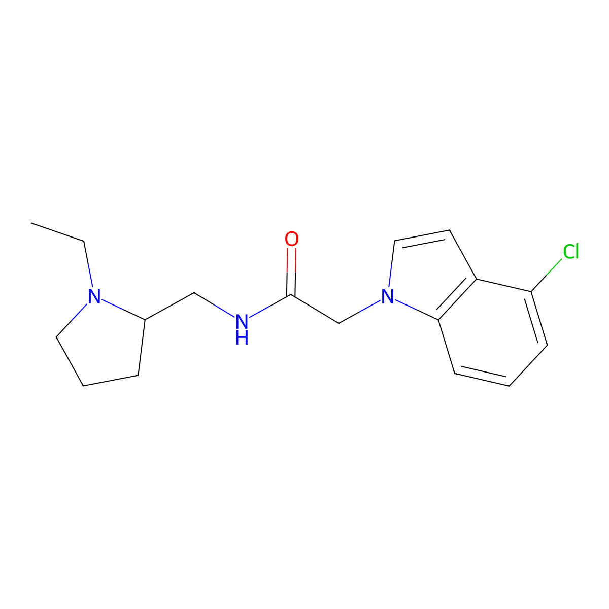 2-(4-chloro-1H-indol-1-yl)-N-[(1-ethylpyrrolidin-2-yl)methyl]acetamide molecular structure, CAS 1574481-27-8
