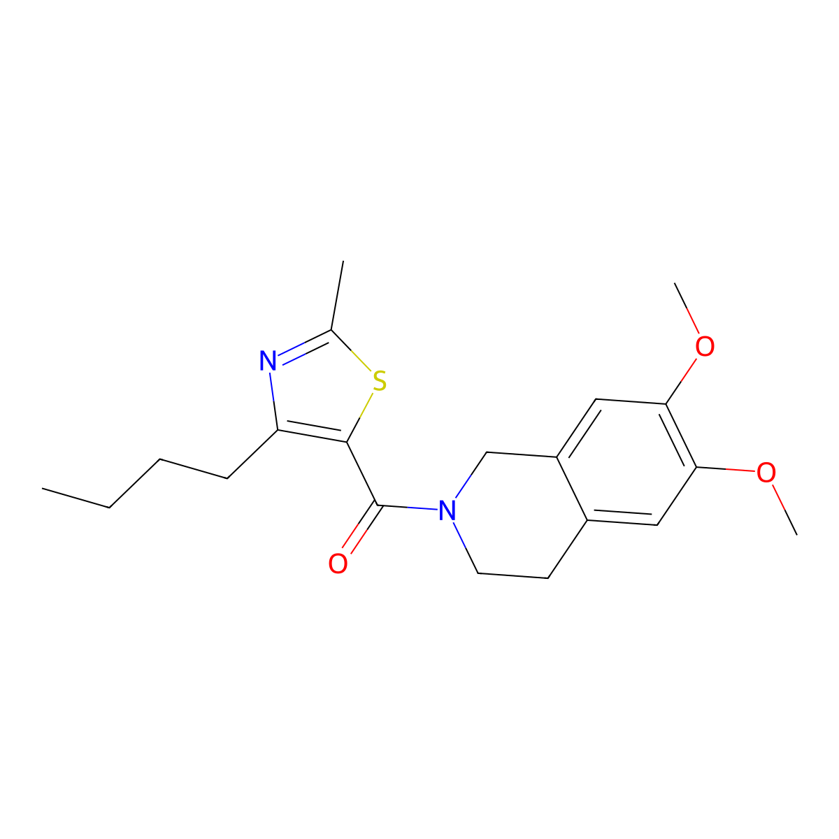(4-butyl-2-methyl-1,3-thiazol-5-yl)(6,7-dimethoxy-3,4-dihydroisoquinolin-2(1H)-yl)methanone molecular structure, CAS 1574481-81-4