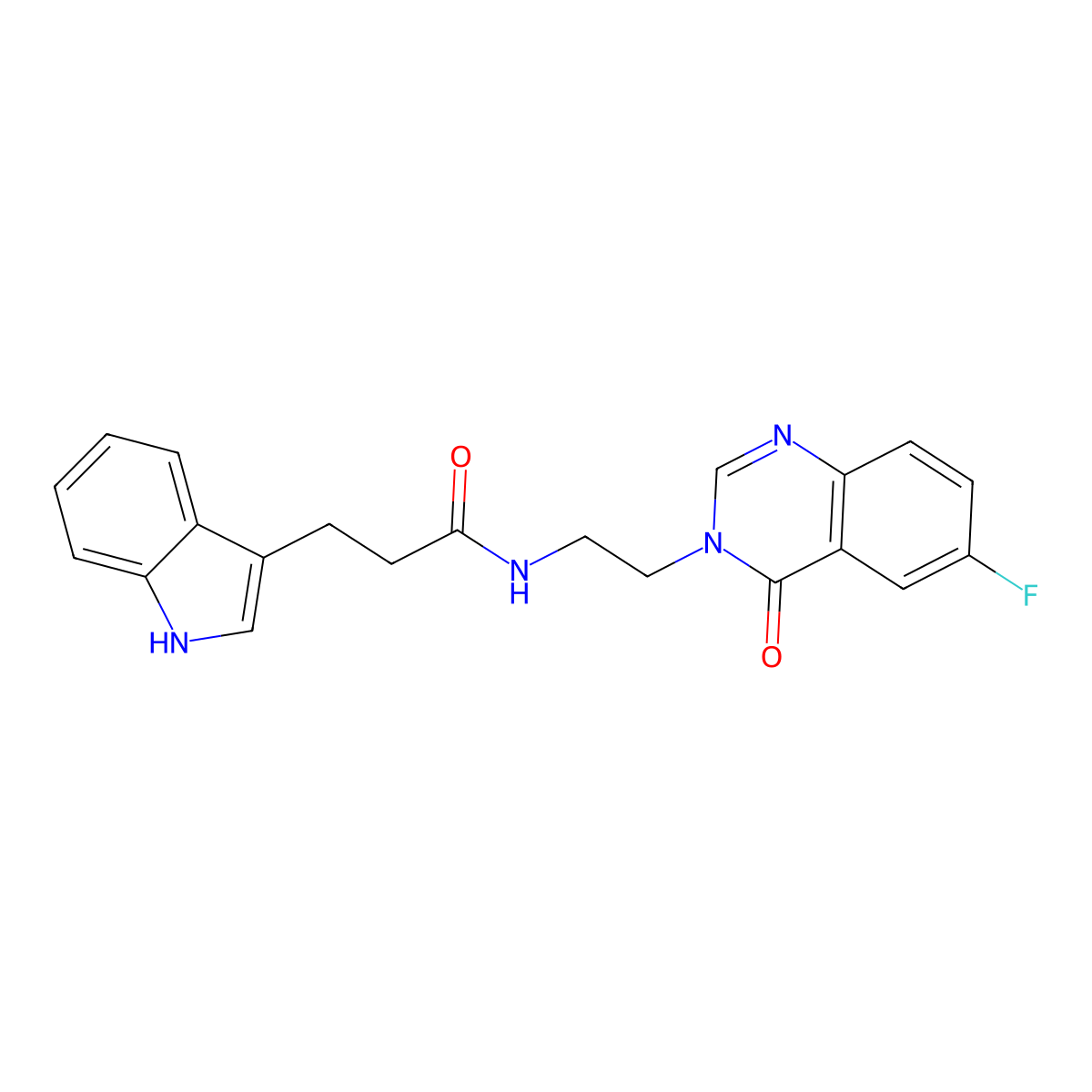N-[2-(6-fluoro-4-oxoquinazolin-3(4H)-yl)ethyl]-3-(1H-indol-3-yl)propanamide molecular structure, CAS 1574481-90-5