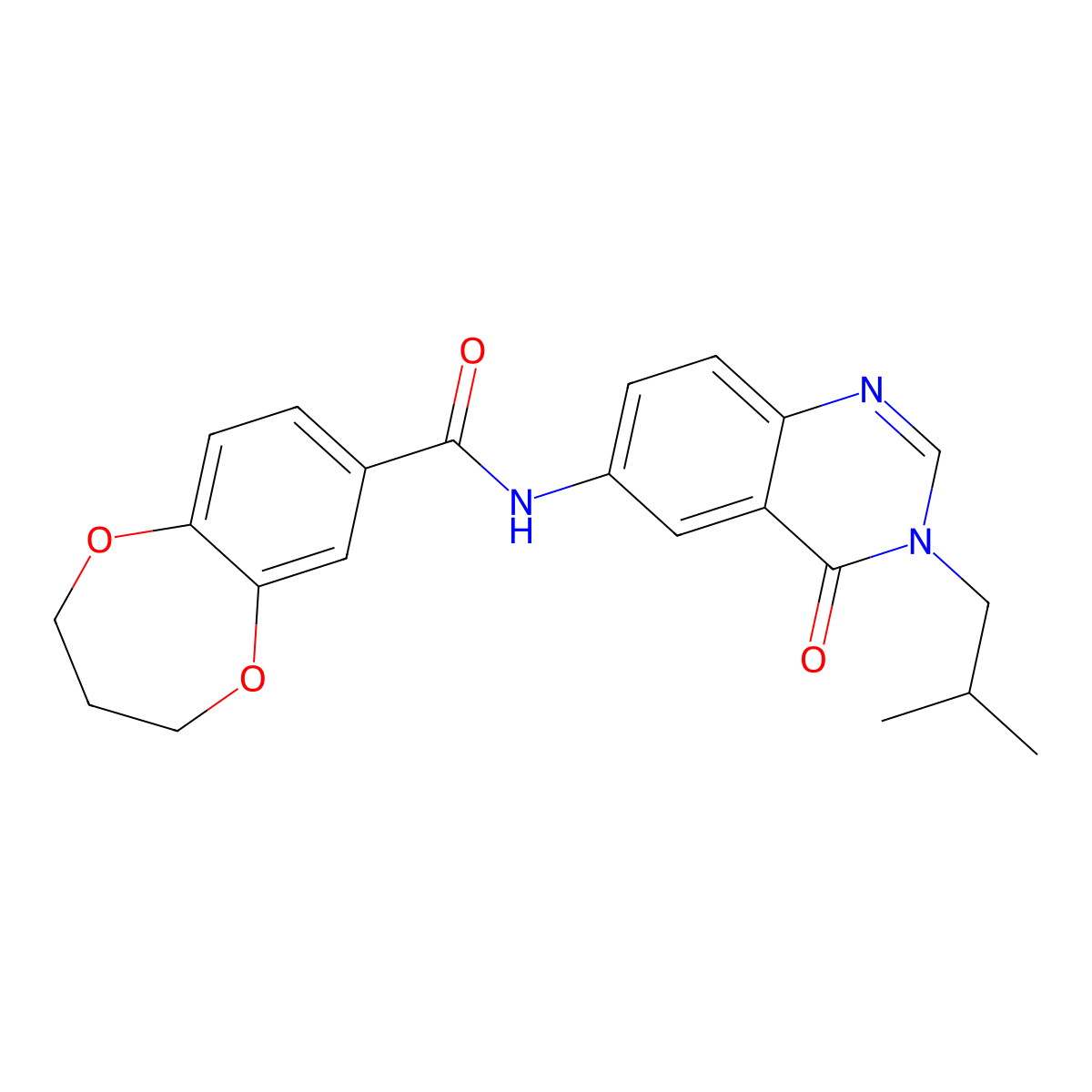 N-[3-(2-methylpropyl)-4-oxo-3,4-dihydroquinazolin-6-yl]-3,4-dihydro-2H-1,5-benzodioxepine-7-carboxamide molecular structure, CAS 1574482-26-0