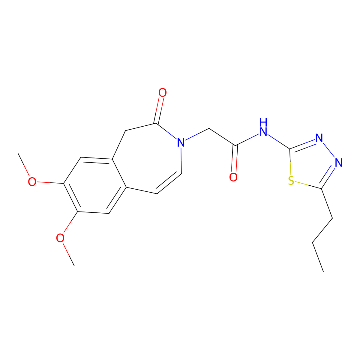 2-(7,8-dimethoxy-2-oxo-1,2-dihydro-3H-3-benzazepin-3-yl)-N-(5-propyl-1,3,4-thiadiazol-2-yl)acetamide molecular structure, CAS 1574482-32-8