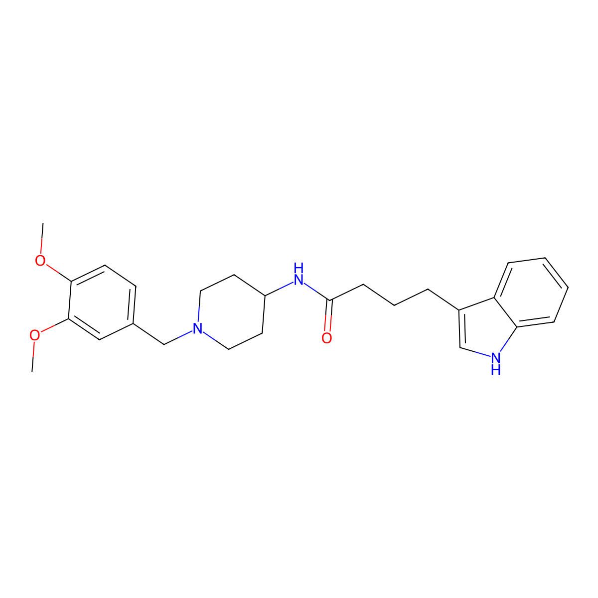 N-[1-(3,4-dimethoxybenzyl)piperidin-4-yl]-4-(1H-indol-3-yl)butanamide molecular structure, CAS 1574482-40-8