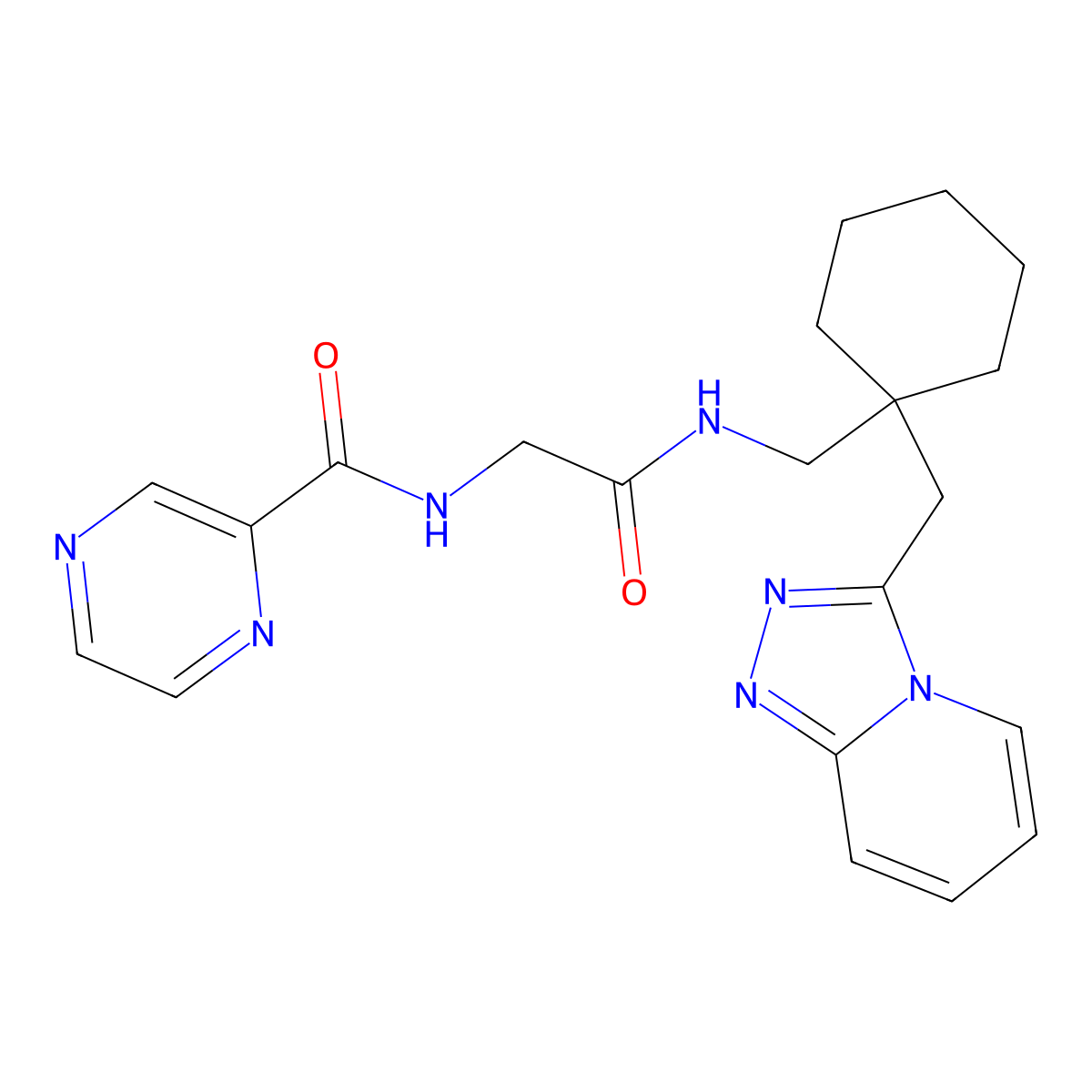 N-[2-oxo-2-({[1-([1,2,4]triazolo[4,3-a]pyridin-3-ylmethyl)cyclohexyl]methyl}amino)ethyl]-2-pyrazinecarboxamide molecular structure, CAS 1574482-71-5