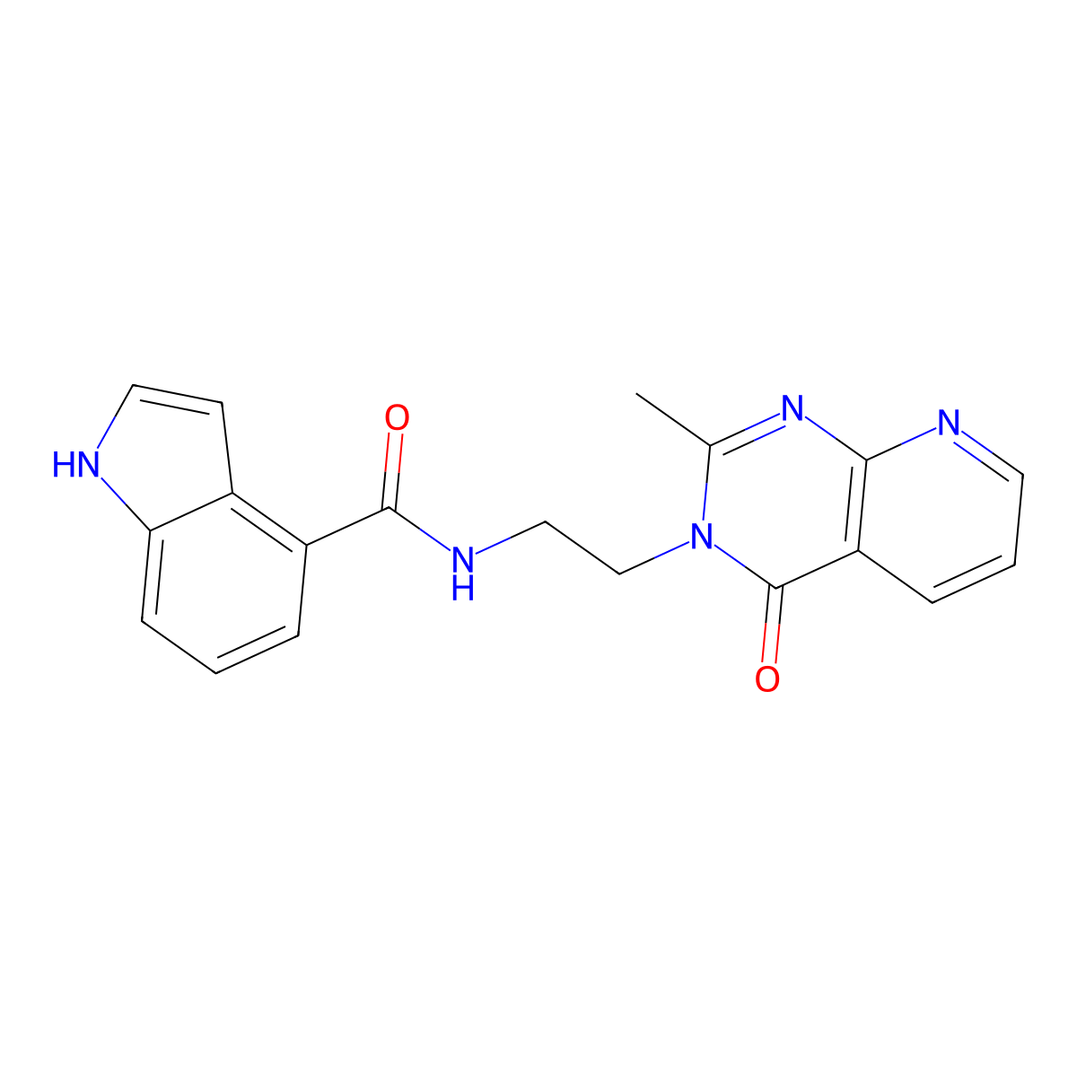 N-[2-(2-methyl-4-oxopyrido[2,3-d]pyrimidin-3(4H)-yl)ethyl]-1H-indole-4-carboxamide molecular structure, CAS 1574482-73-7