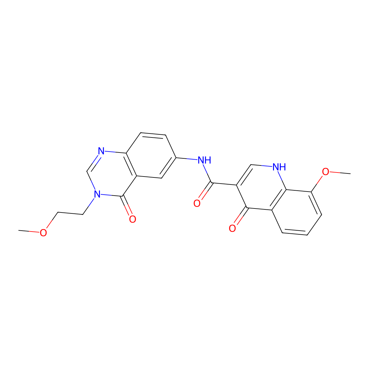 4-hydroxy-8-methoxy-N-(3-(2-methoxyethyl)-4-oxo-3,4-dihydroquinazolin-6-yl)quinoline-3-carboxamide molecular structure, CAS 1574482-99-7