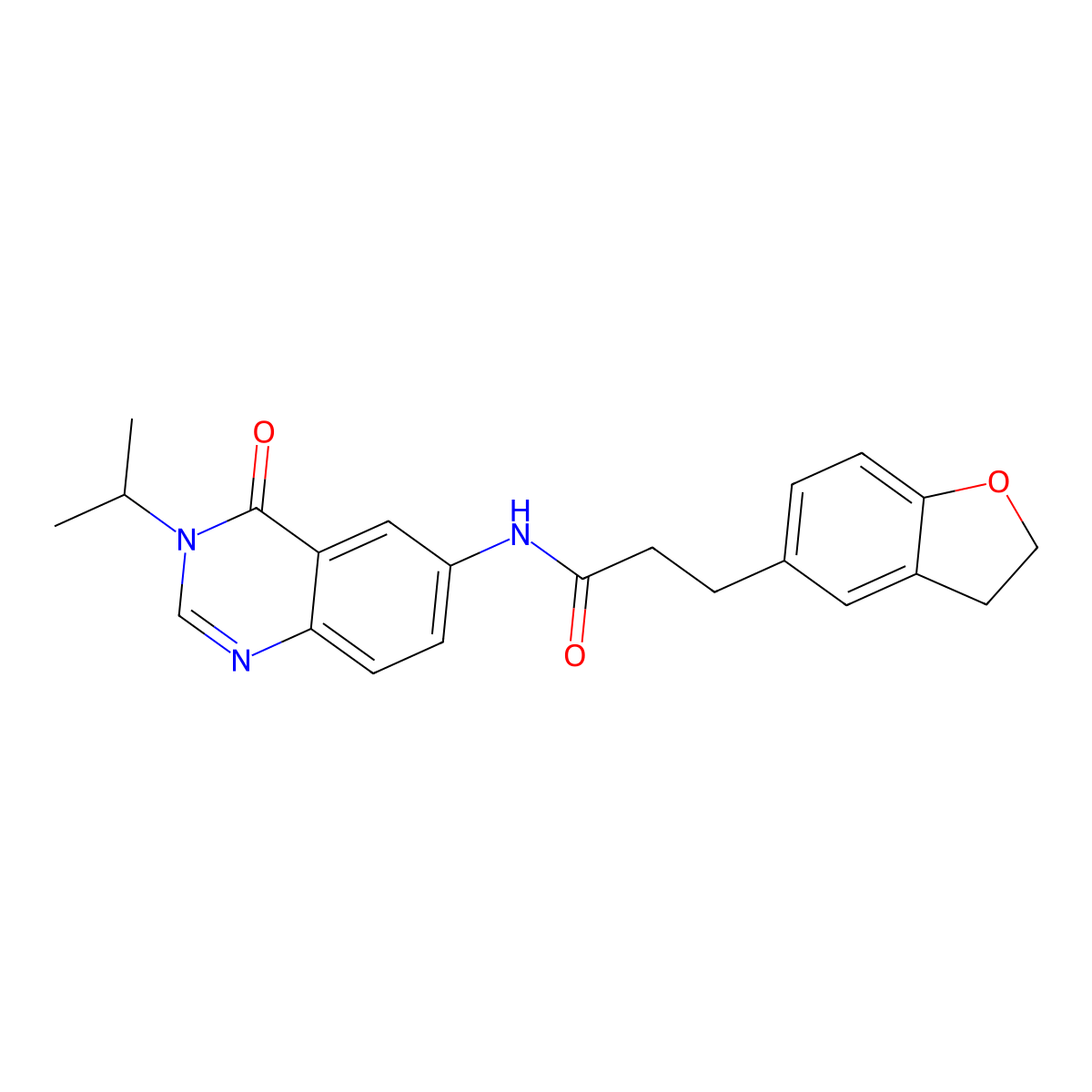 3-(2,3-dihydro-1-benzofuran-5-yl)-N-[4-oxo-3-(propan-2-yl)-3,4-dihydroquinazolin-6-yl]propanamide molecular structure, CAS 1574483-06-9