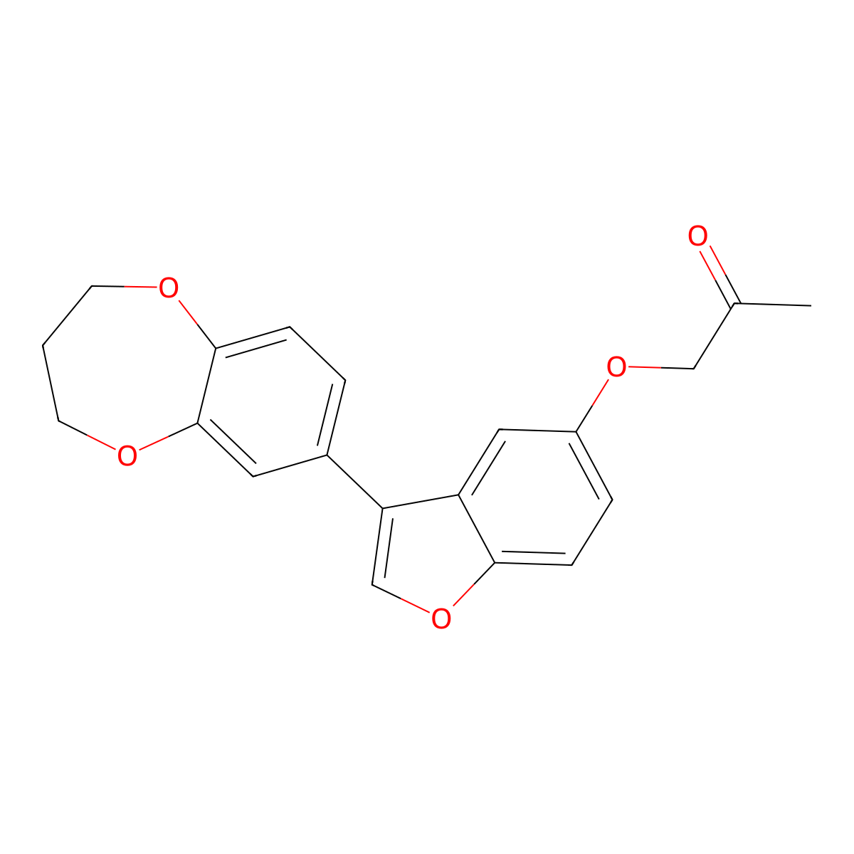 1-((3-(3,4-dihydro-2H-benzo[b][1,4]dioxepin-7-yl)benzofuran-5-yl)oxy)propan-2-one molecular structure, CAS 1574483-13-8
