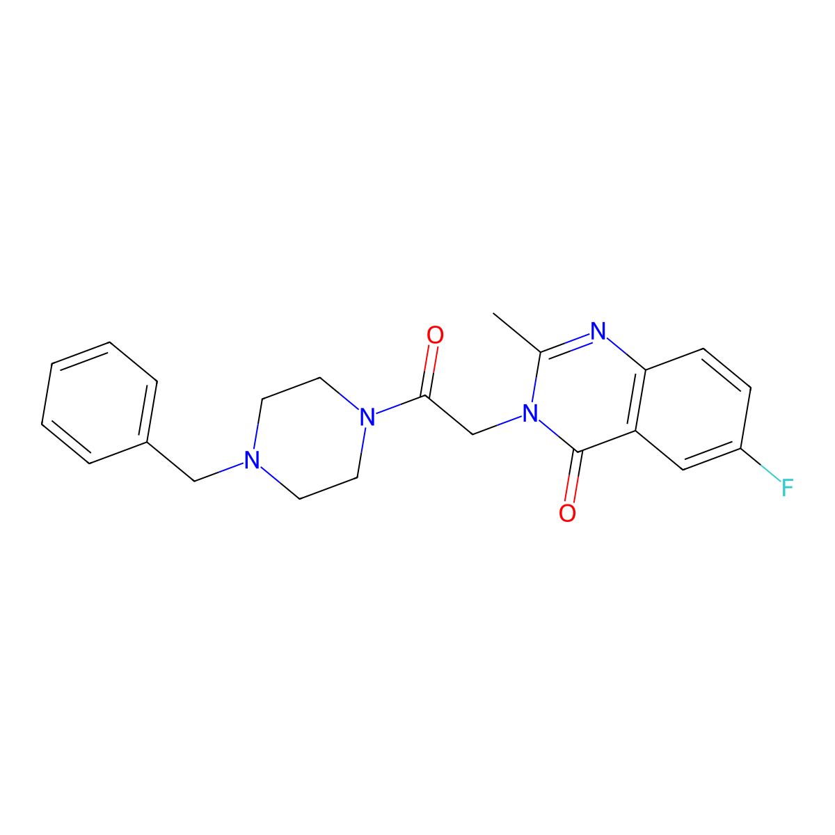 3-[2-(4-benzylpiperazin-1-yl)-2-oxoethyl]-6-fluoro-2-methylquinazolin-4(3H)-one molecular structure, CAS 1574483-23-0