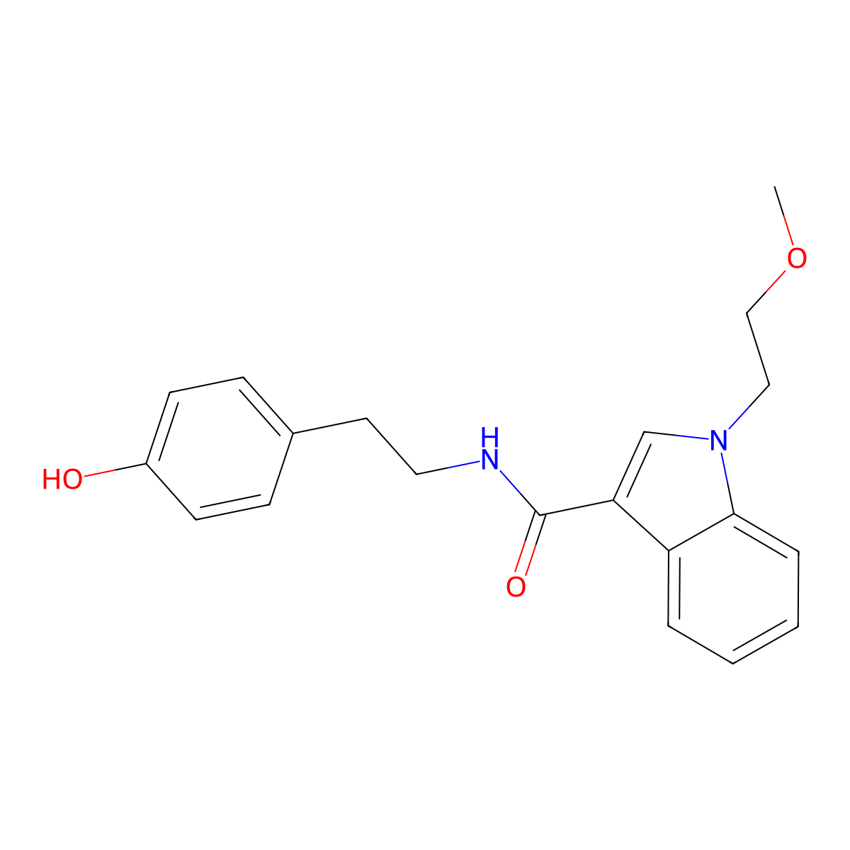 N-[2-(4-hydroxyphenyl)ethyl]-1-(2-methoxyethyl)-1H-indole-3-carboxamide molecular structure, CAS 1574483-26-3