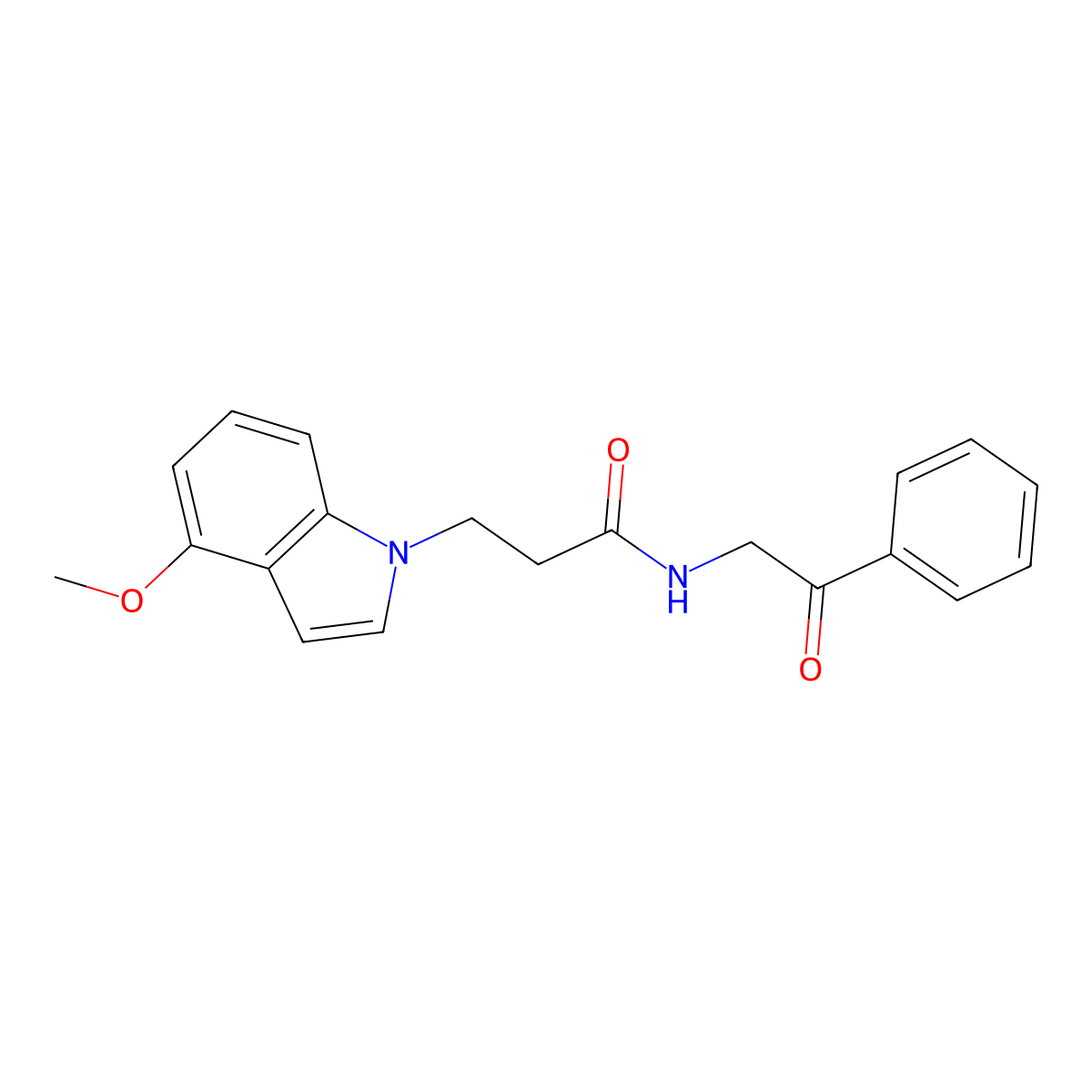 3-(4-methoxy-1H-indol-1-yl)-N-(2-oxo-2-phenylethyl)propanamide molecular structure, CAS 1574483-42-3