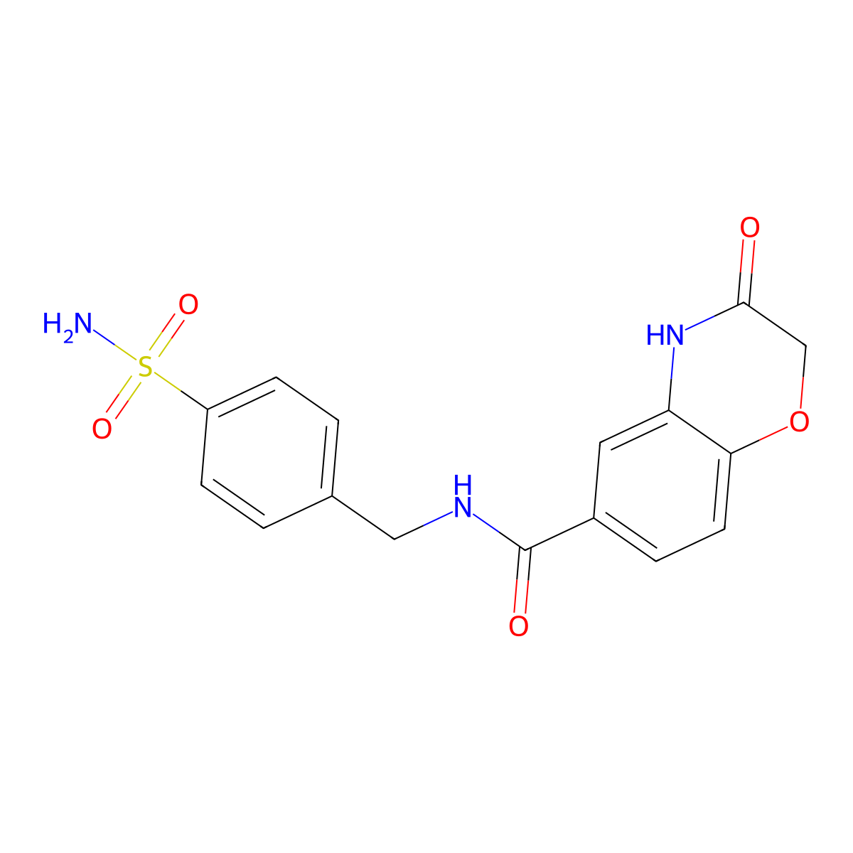 3-hydroxy-N-(4-sulfamoylbenzyl)-2H-1,4-benzoxazine-6-carboxamide molecular structure, CAS 1574483-43-4