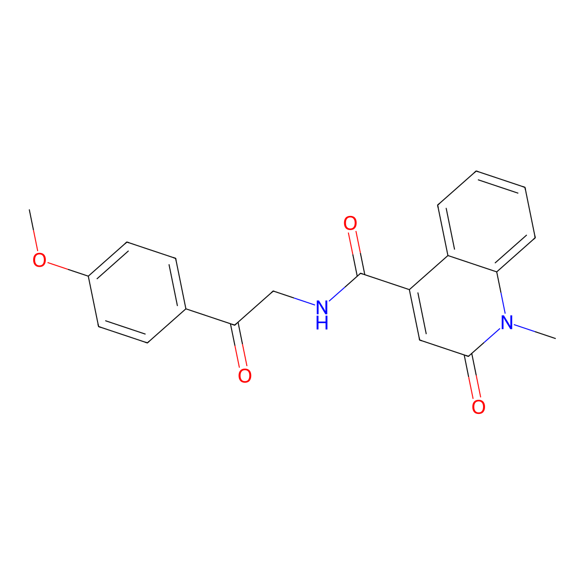 N-[2-(4-methoxyphenyl)-2-oxoethyl]-1-methyl-2-oxo-1,2-dihydroquinoline-4-carboxamide molecular structure, CAS 1574483-48-9