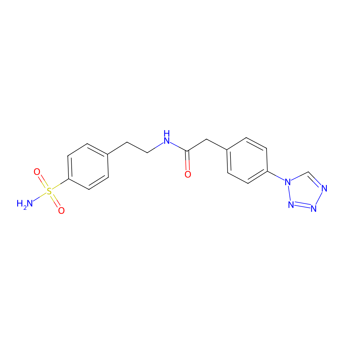 N-[2-(4-sulfamoylphenyl)ethyl]-2-[4-(1H-tetrazol-1-yl)phenyl]acetamide molecular structure, CAS 1574483-77-4