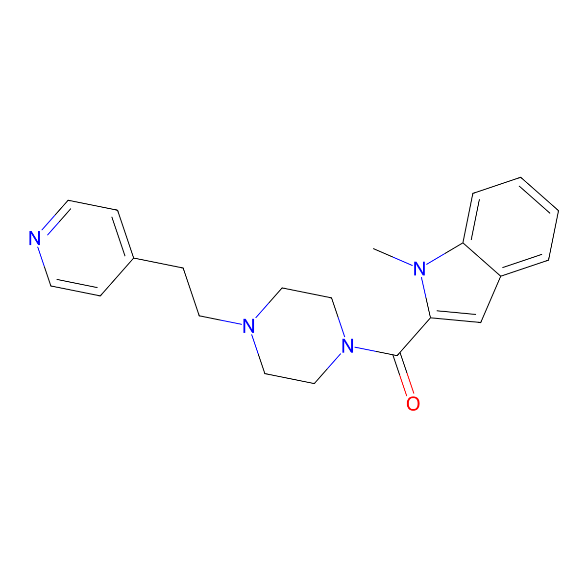 (1-methyl-1H-indol-2-yl){4-[2-(pyridin-4-yl)ethyl]piperazin-1-yl}methanone molecular structure, CAS 1574483-80-9