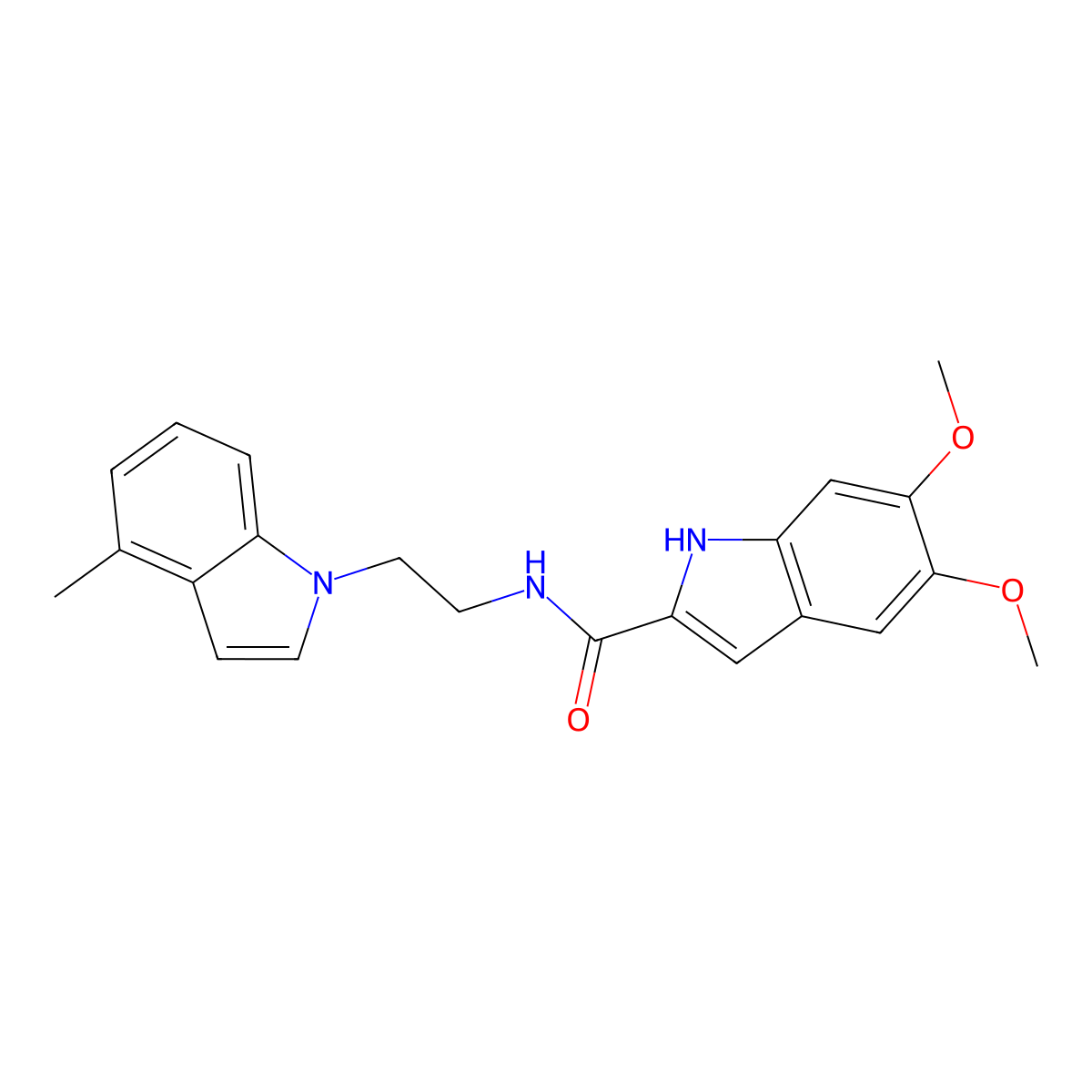 5,6-dimethoxy-N-[2-(4-methyl-1H-indol-1-yl)ethyl]-1H-indole-2-carboxamide molecular structure, CAS 1574483-94-5