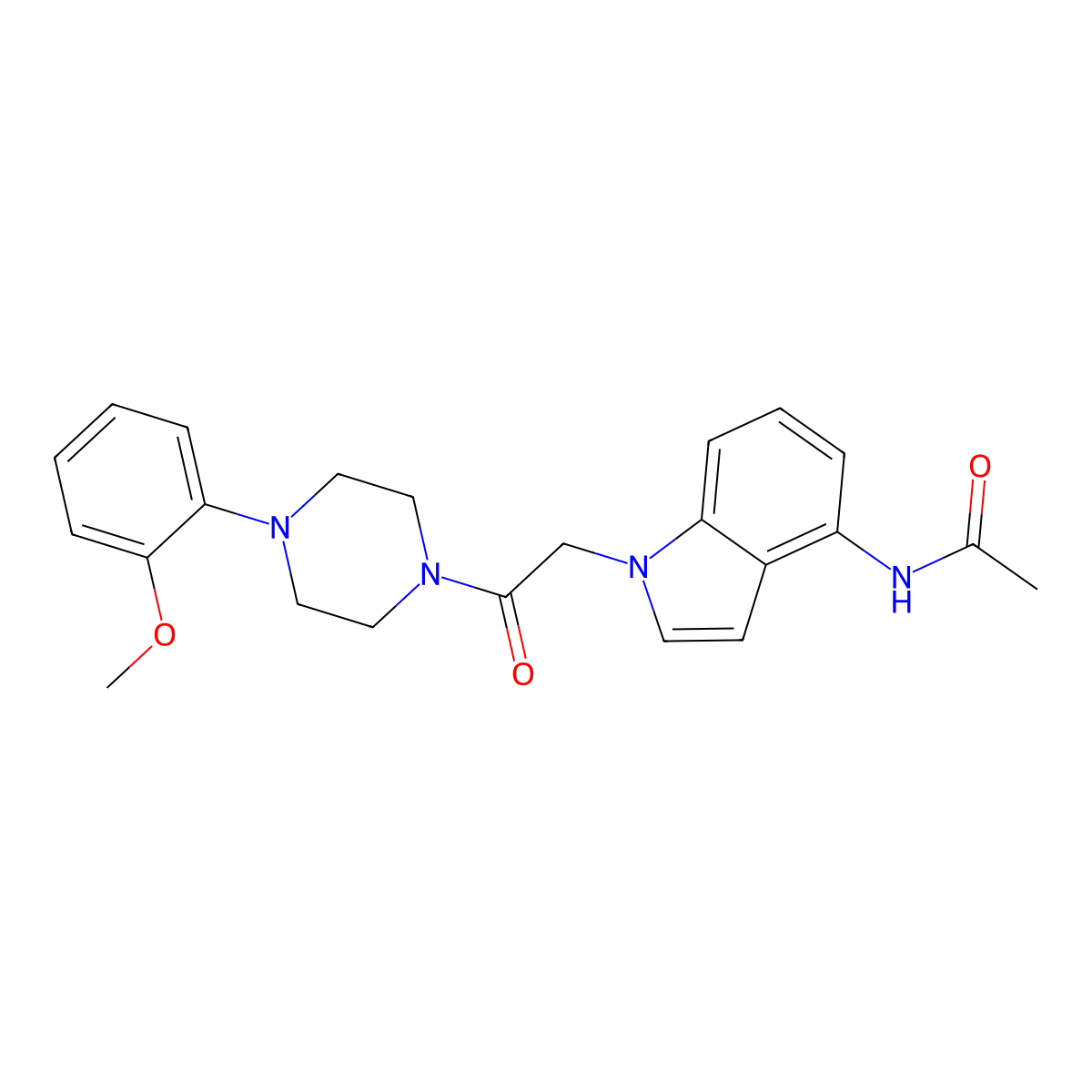 N-(1-{2-[4-(2-methoxyphenyl)piperazino]-2-oxoethyl}-1H-indol-4-yl)acetamide molecular structure, CAS 1574484-01-7
