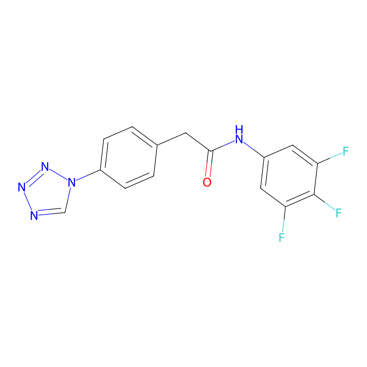 2-[4-(1H-tetrazol-1-yl)phenyl]-N-(3,4,5-trifluorophenyl)acetamide molecular structure, CAS 1574484-02-8