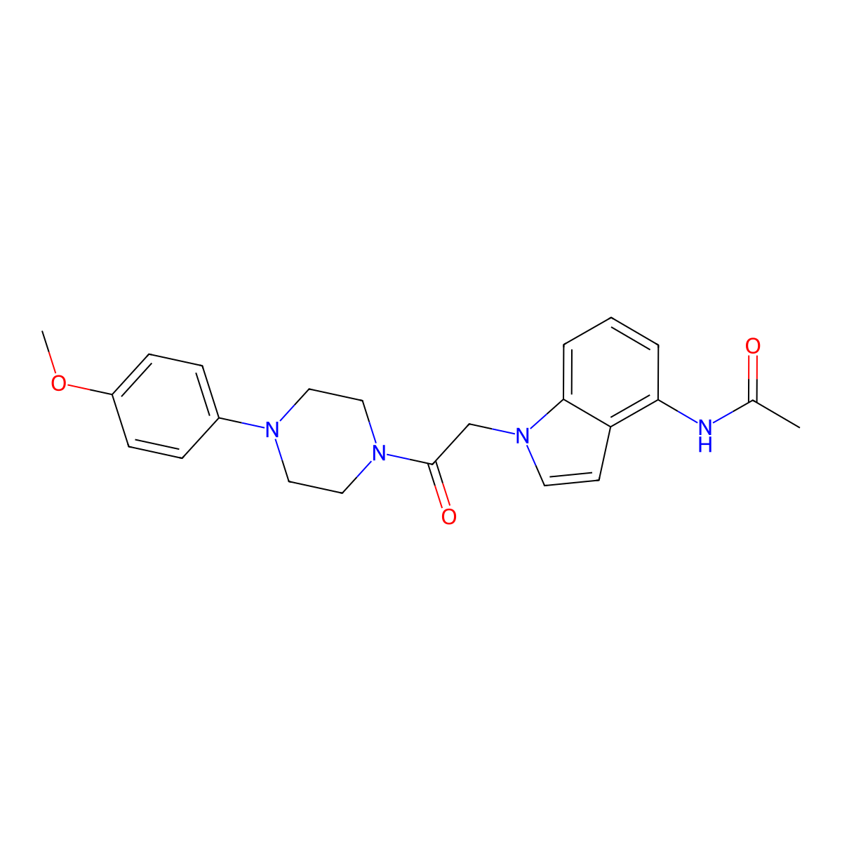 N-(1-{2-[4-(4-methoxyphenyl)piperazino]-2-oxoethyl}-1H-indol-4-yl)acetamide molecular structure, CAS 1574484-21-1