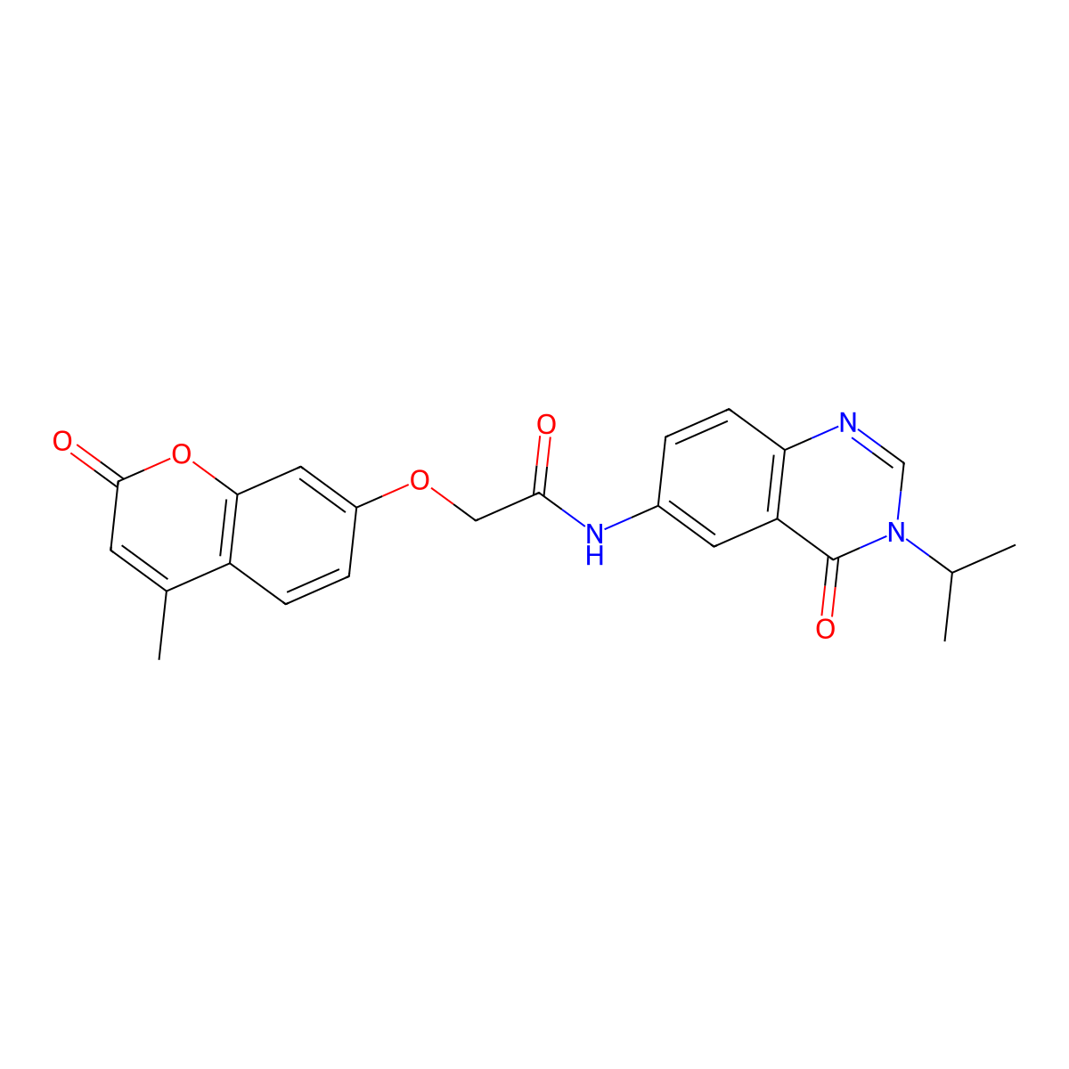 2-[(4-methyl-2-oxo-2H-chromen-7-yl)oxy]-N-[4-oxo-3-(propan-2-yl)-3,4-dihydroquinazolin-6-yl]acetamide molecular structure, CAS 1574484-46-0
