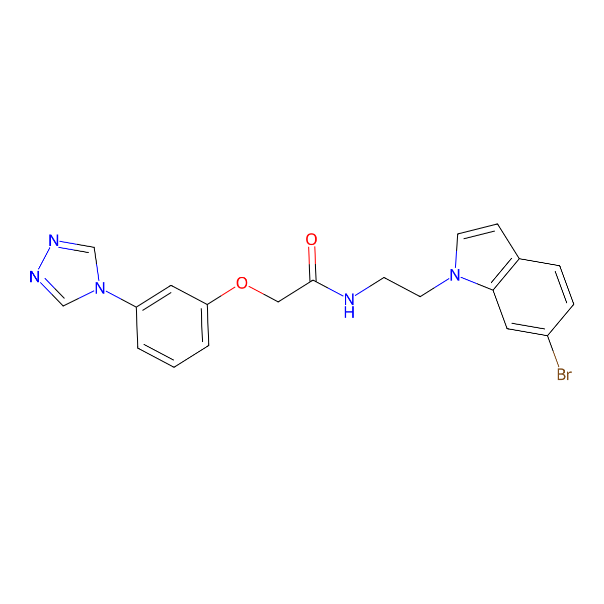 N-[2-(6-bromo-1H-indol-1-yl)ethyl]-2-[3-(4H-1,2,4-triazol-4-yl)phenoxy]acetamide molecular structure, CAS 1574484-48-2