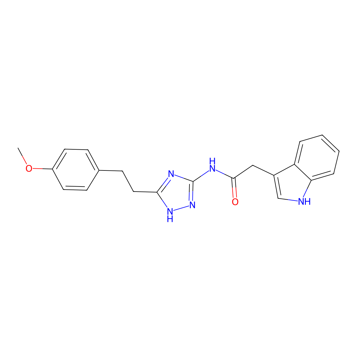 2-(1H-indol-3-yl)-N-{3-[2-(4-methoxyphenyl)ethyl]-1H-1,2,4-triazol-5-yl}acetamide molecular structure, CAS 1574484-49-3