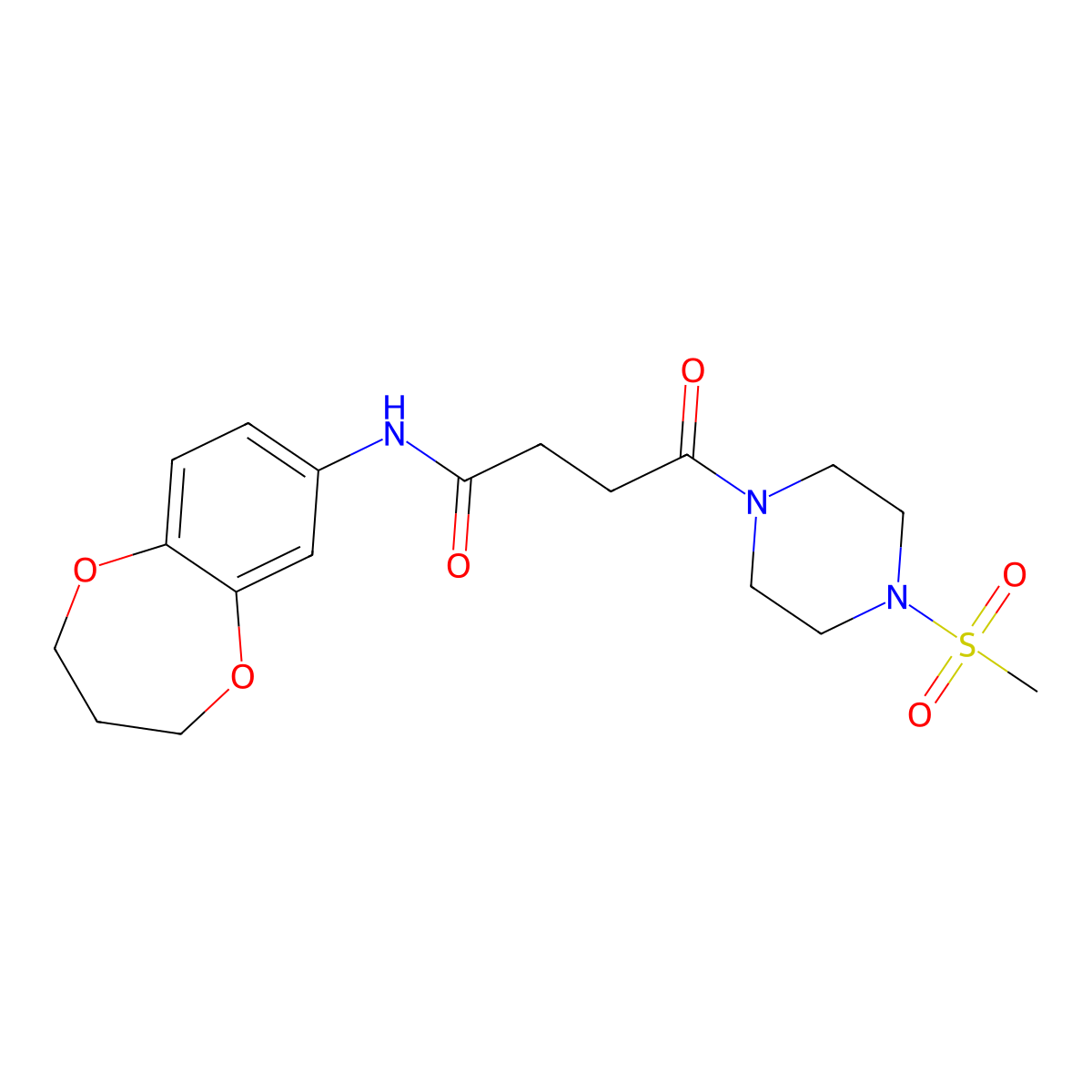 N-(3,4-dihydro-2H-1,5-benzodioxepin-7-yl)-4-[4-(methylsulfonyl)piperazin-1-yl]-4-oxobutanamide molecular structure, CAS 1574484-50-6