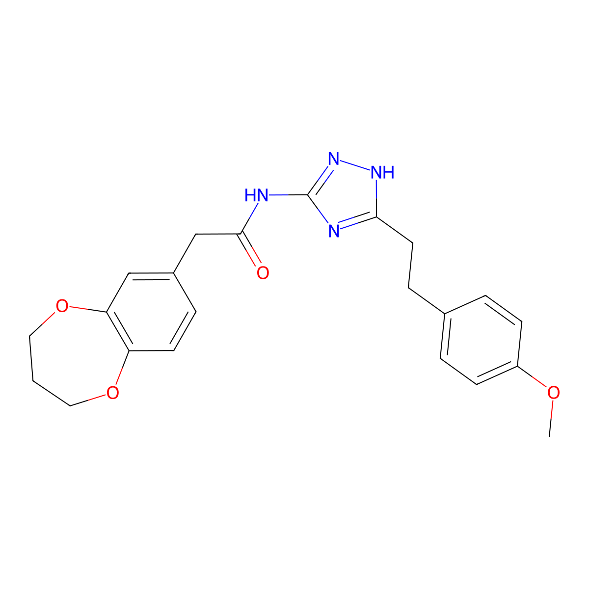2-(3,4-dihydro-2H-1,5-benzodioxepin-7-yl)-N-{3-[2-(4-methoxyphenyl)ethyl]-1H-1,2,4-triazol-5-yl}acetamide molecular structure, CAS 1574484-53-9