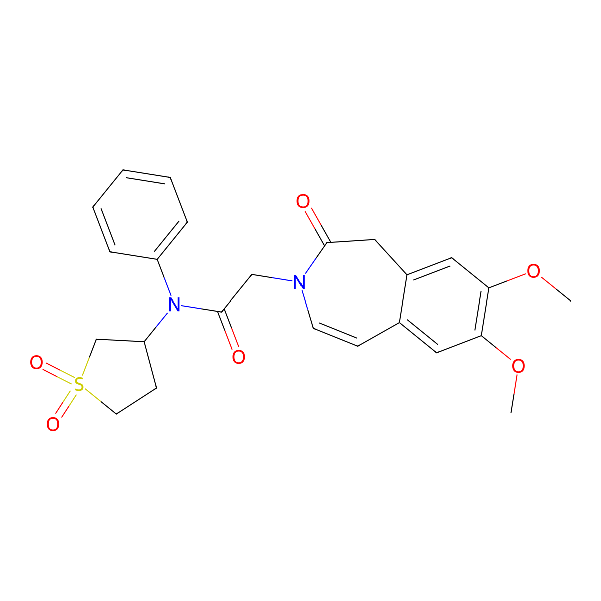 2-(7,8-dimethoxy-2-oxo-1H-benzo[d]azepin-3(2H)-yl)-N-(1,1-dioxidotetrahydrothiophen-3-yl)-N-phenylacetamide molecular structure, CAS 1574484-57-3