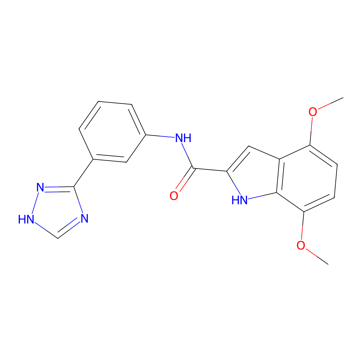 4,7-dimethoxy-N-[3-(4H-1,2,4-triazol-3-yl)phenyl]-1H-indole-2-carboxamide molecular structure, CAS 1574484-67-5
