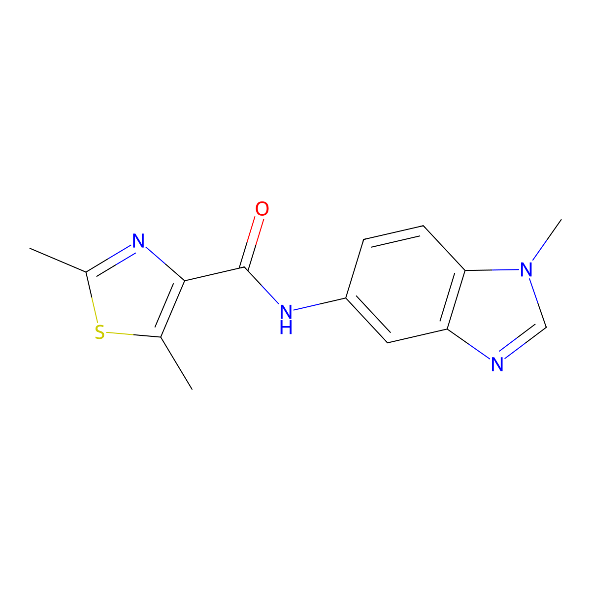 2,5-dimethyl-N-(1-methyl-1H-benzimidazol-5-yl)-1,3-thiazole-4-carboxamide molecular structure, CAS 1574484-91-5