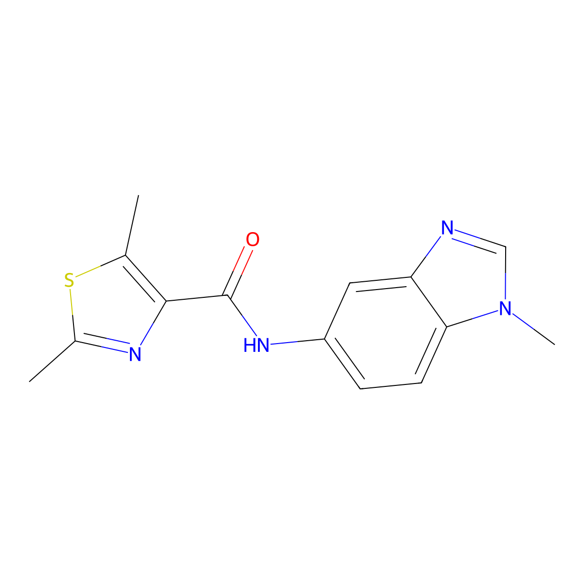 2,5-dimethyl-N-(1-methyl-1H-benzimidazol-5-yl)-1,3-thiazole-4-carboxamide molecular structure, CAS 1574484-91-5