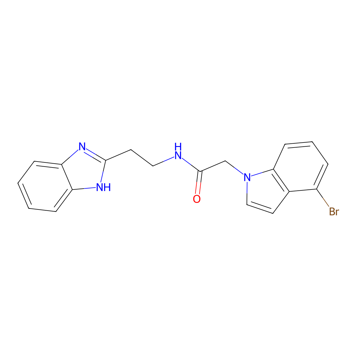 N-[2-(1H-1,3-benzimidazol-2-yl)ethyl]-2-(4-bromo-1H-indol-1-yl)acetamide molecular structure, CAS 1574485-13-4