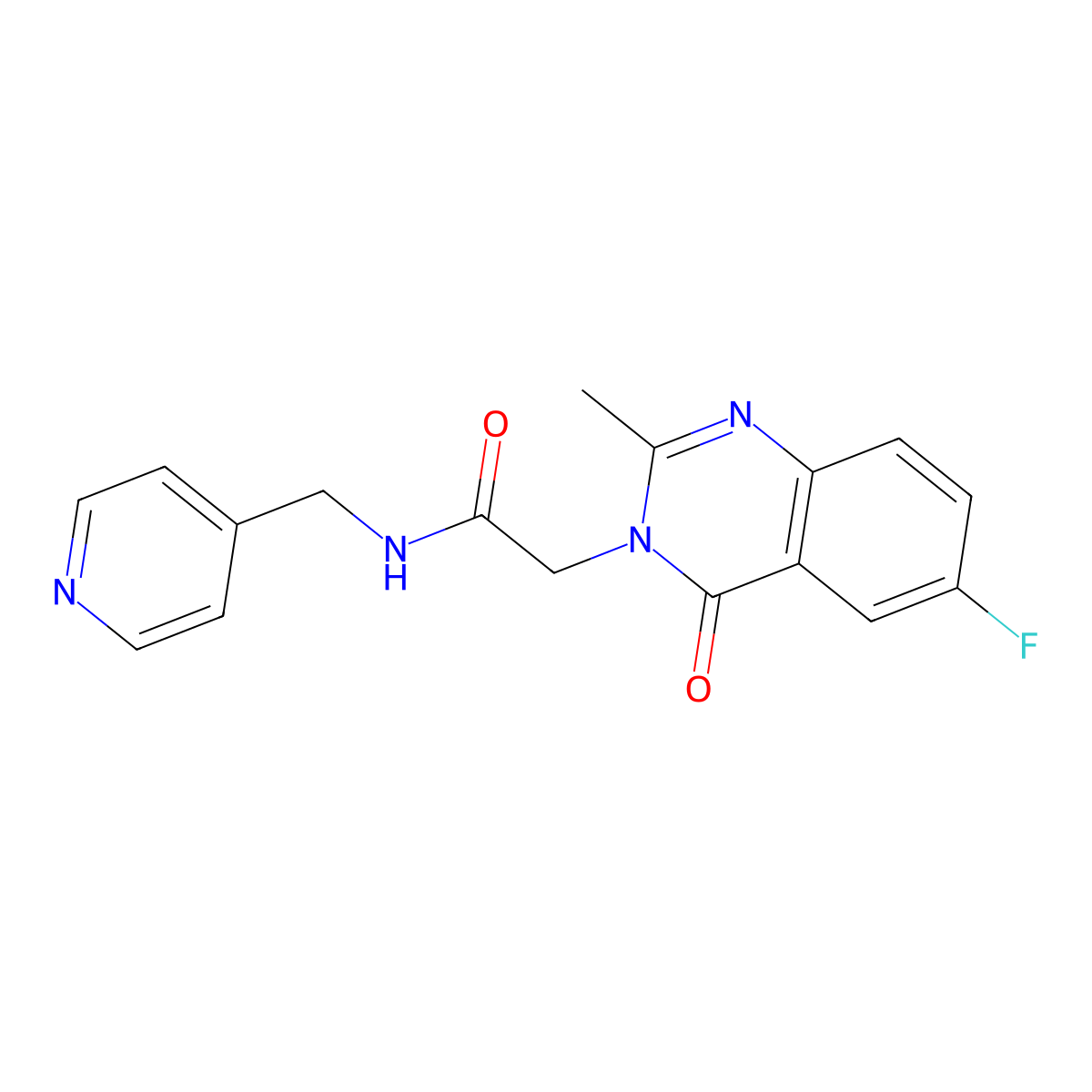 2-(6-fluoro-2-methyl-4-oxoquinazolin-3(4H)-yl)-N-(pyridin-4-ylmethyl)acetamide molecular structure, CAS 1574485-27-0
