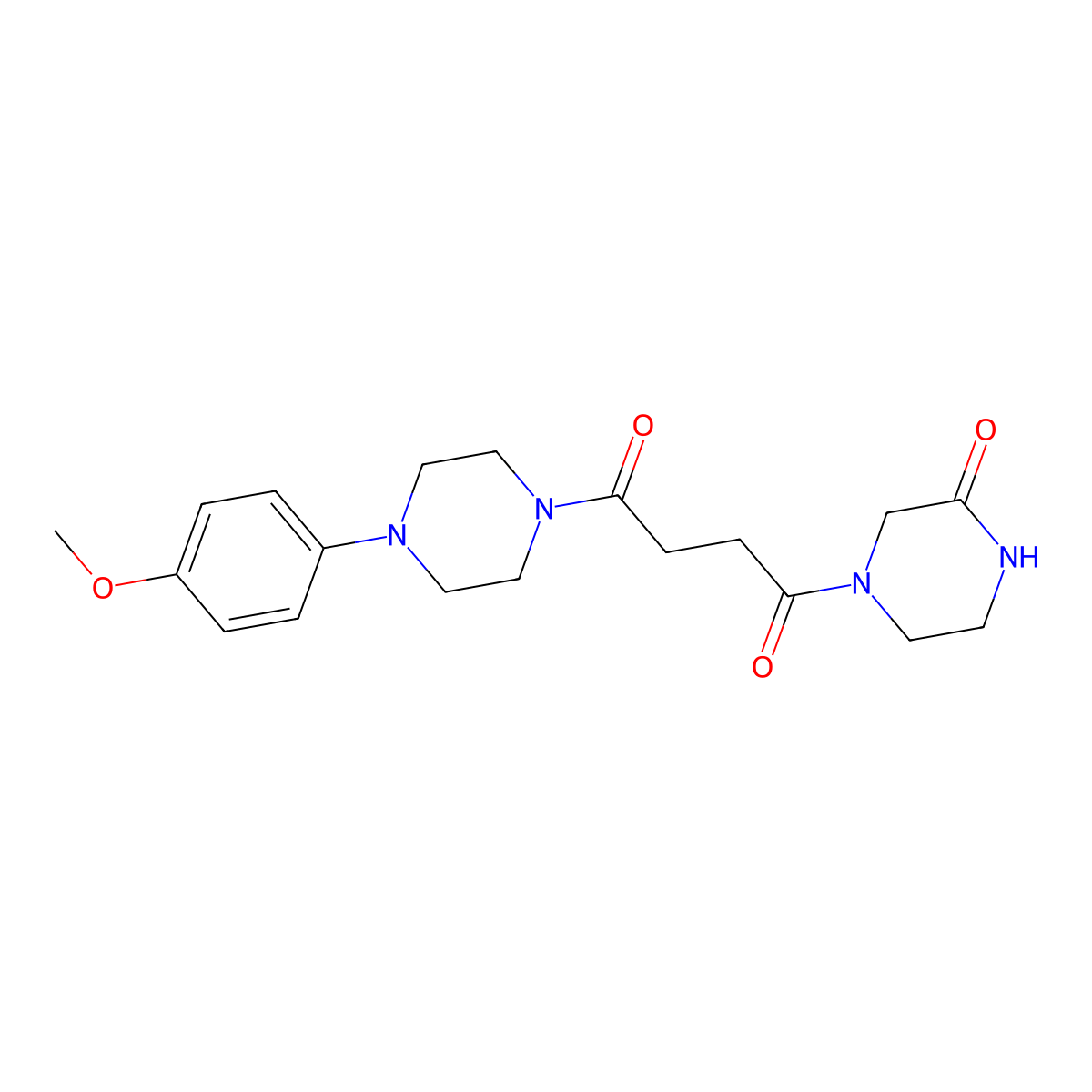 1-[4-(4-Methoxyphenyl)piperazino]-4-(3-oxopiperazino)-1,4-butanedione molecular structure, CAS 1574485-34-9