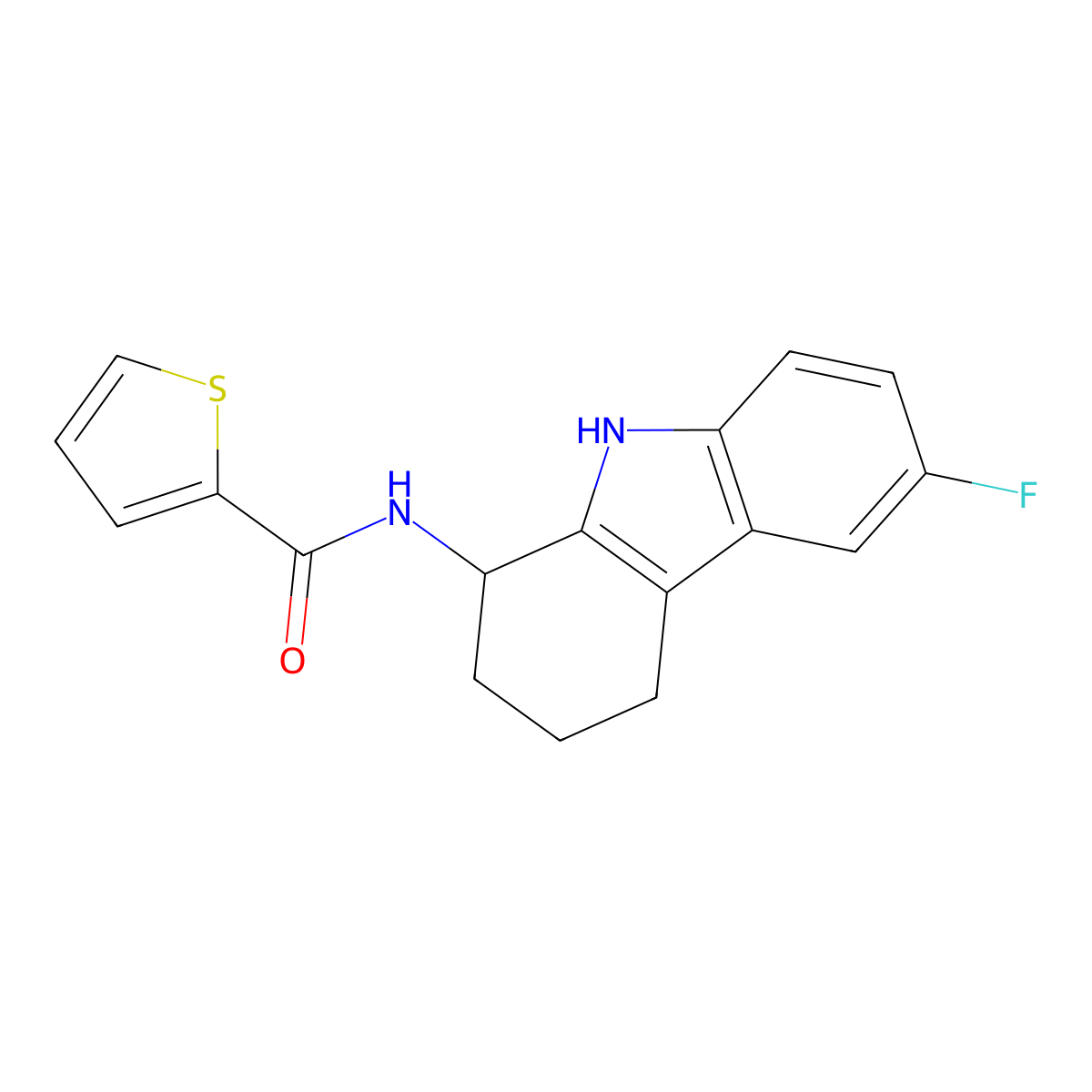 N-(6-fluoro-2,3,4,9-tetrahydro-1H-carbazol-1-yl)thiophene-2-carboxamide molecular structure, CAS 1574485-46-3