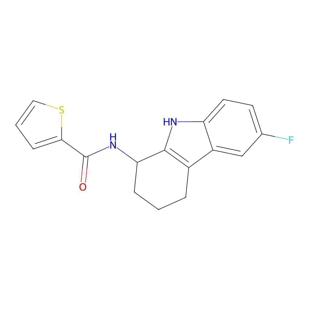 N-(6-fluoro-2,3,4,9-tetrahydro-1H-carbazol-1-yl)thiophene-2-carboxamide molecular structure, CAS 1574485-46-3