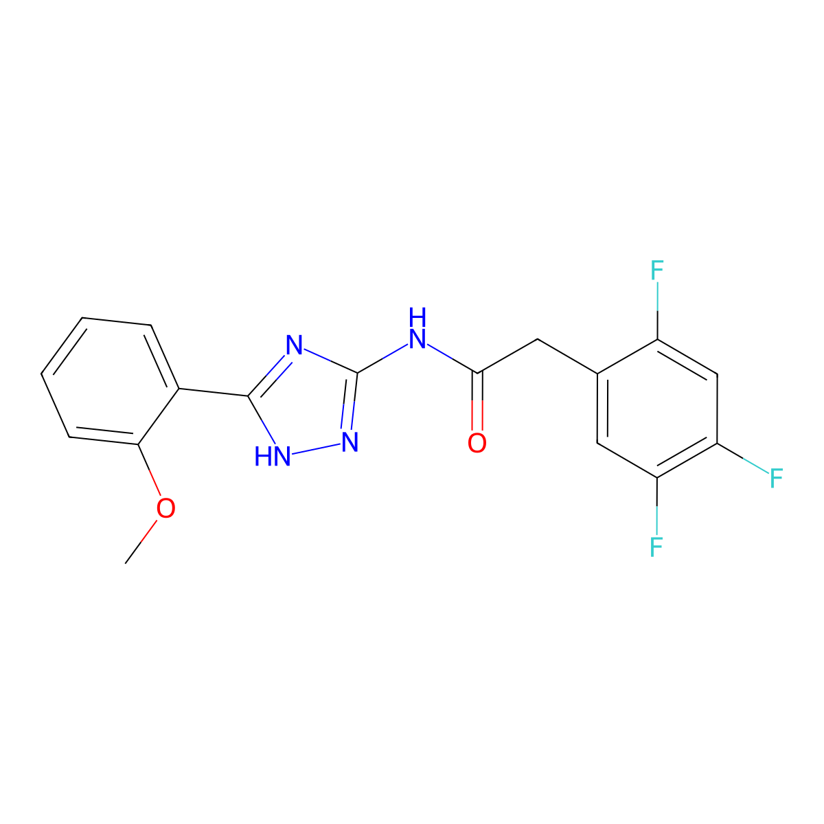 N-[3-(2-methoxyphenyl)-1H-1,2,4-triazol-5-yl]-2-(2,4,5-trifluorophenyl)acetamide molecular structure, CAS 1574485-55-4
